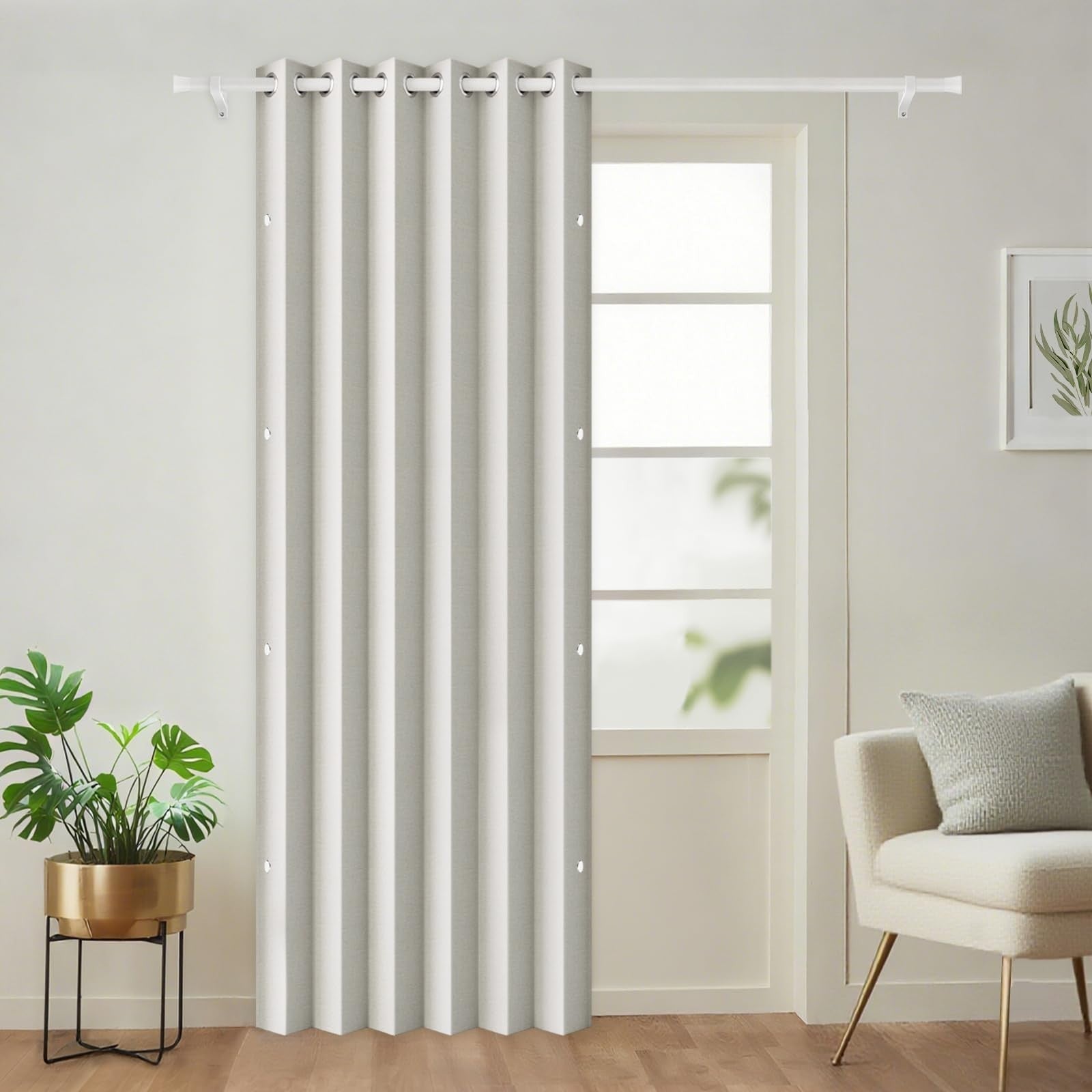 Blackout Pleated Curtains with Magnetic Closure, 1 Panel, W45 x L72, Living Room1