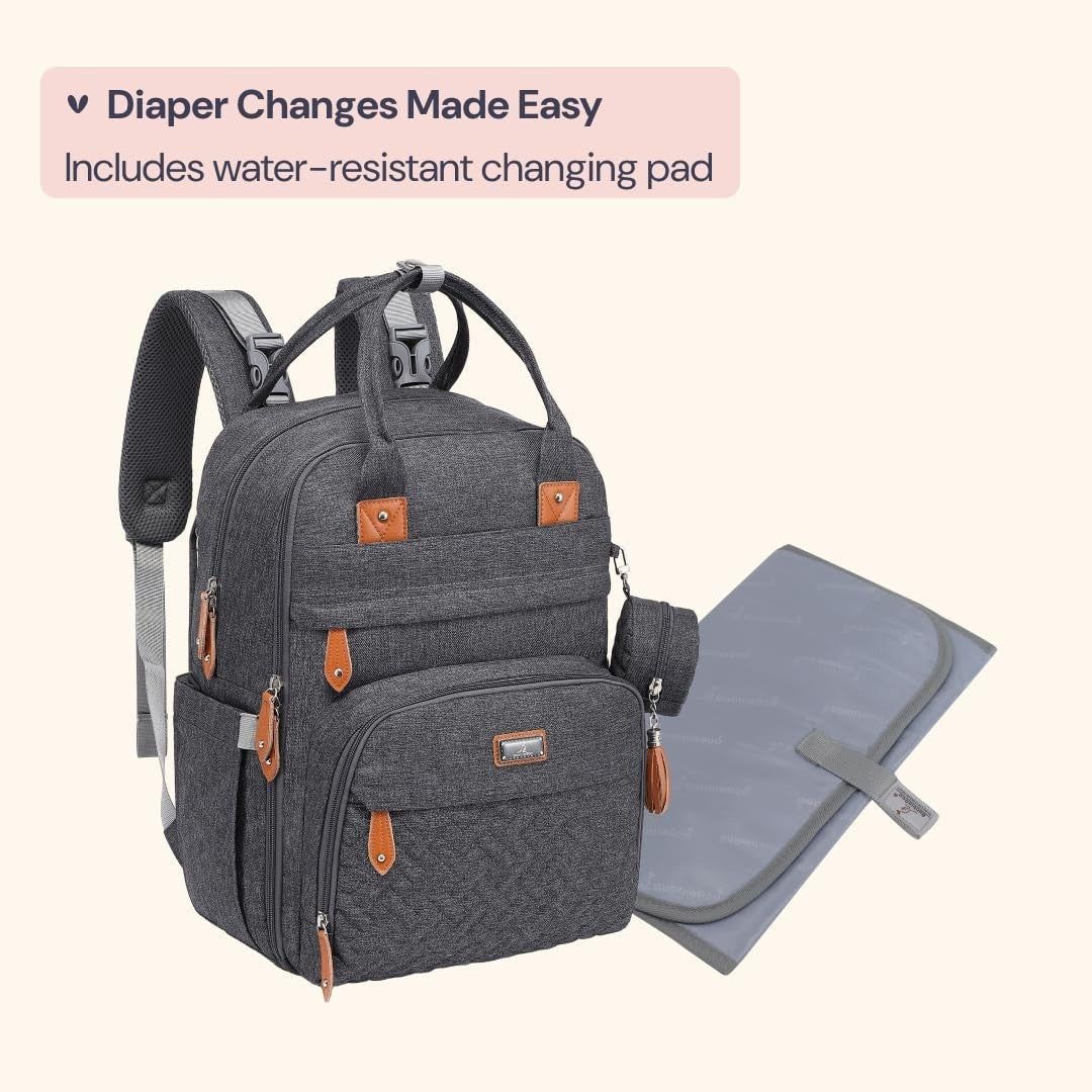 Multi Function Water Resistant Diaper Bag Backpack   Baby Travel Tote, Changing6