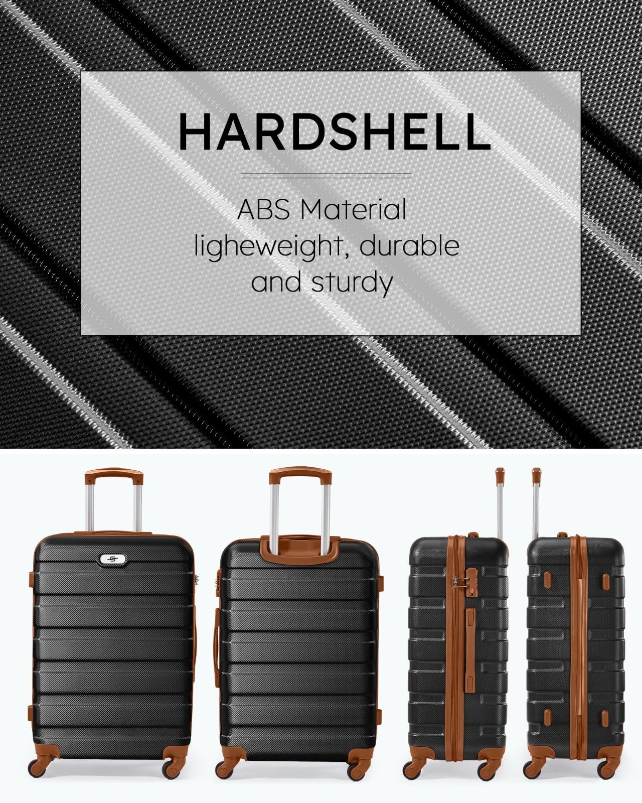 3 Piece Hard Shell Luggage Set with Spinner Wheels & TSA Lock - 20/24/28" Travel3