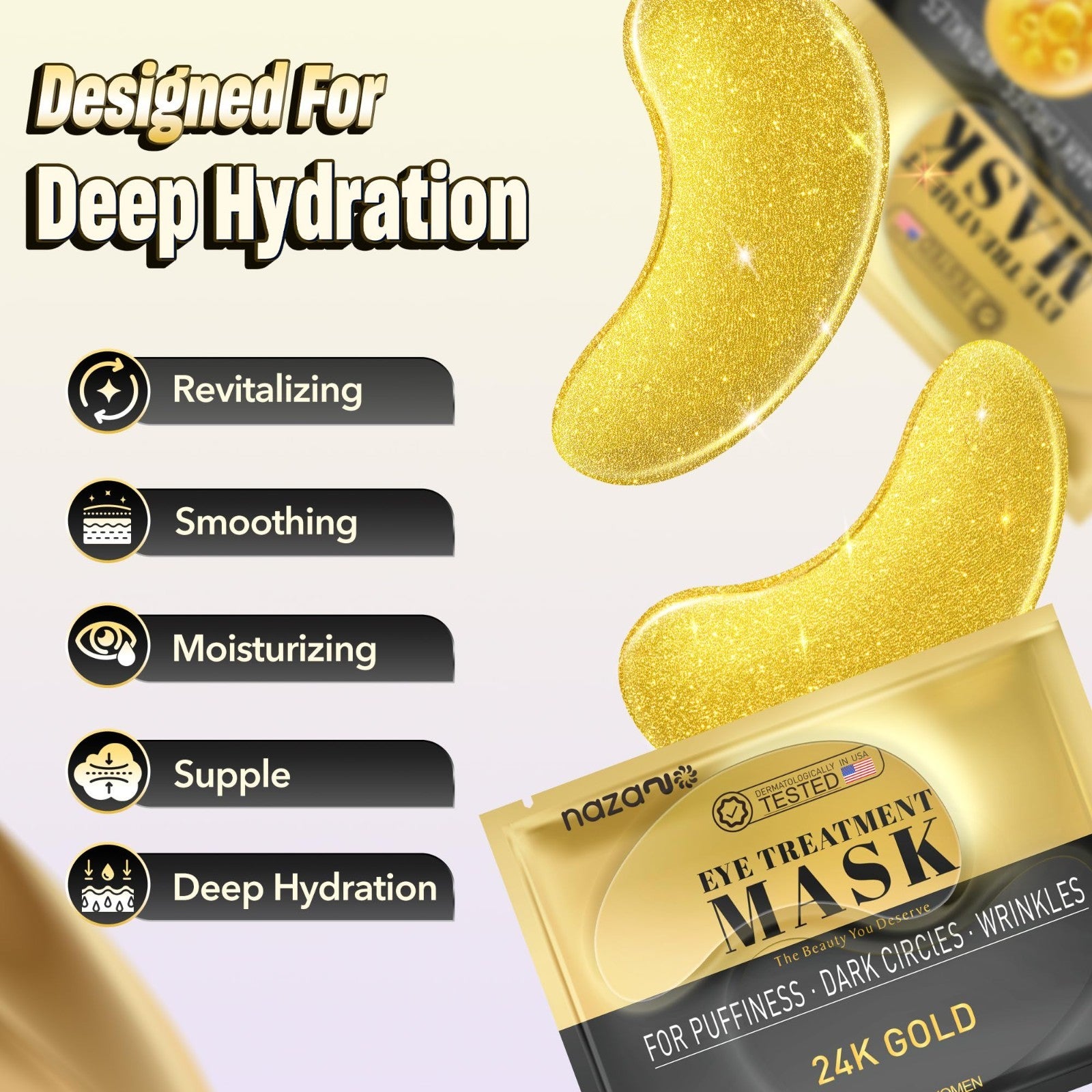 24K Gold Under Eye Patches   12 Pcs Hydrating Eye Masks for Dark Circles & Puffi5