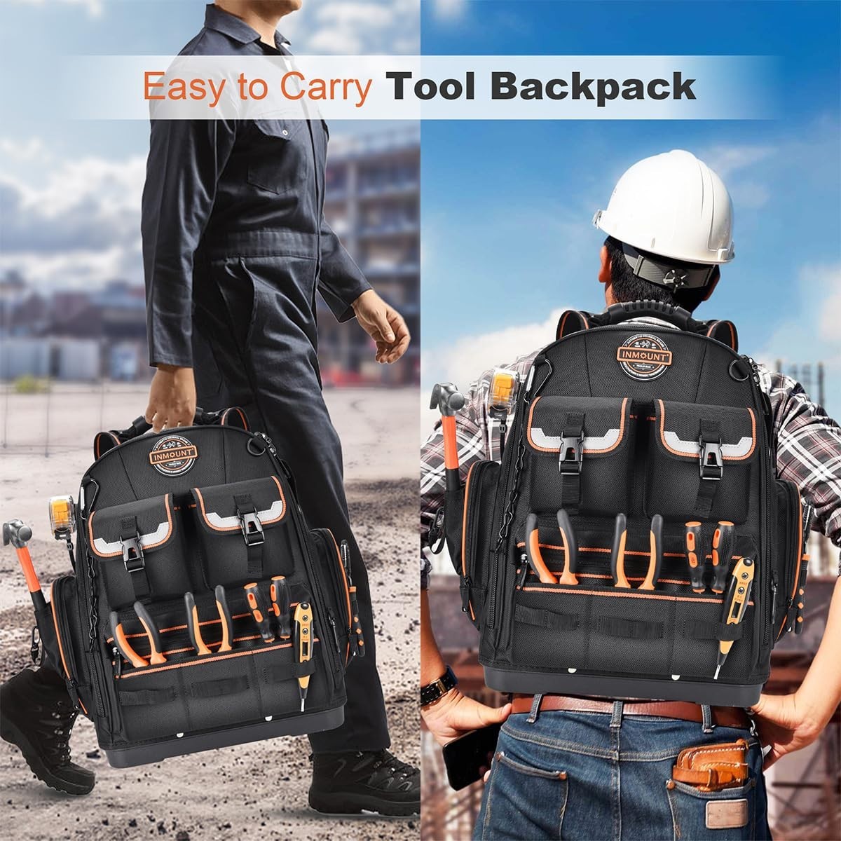 Heavy Duty Tool Backpack 18.5"   56 Pockets, Molded Bottom, Durable Storage Bag7