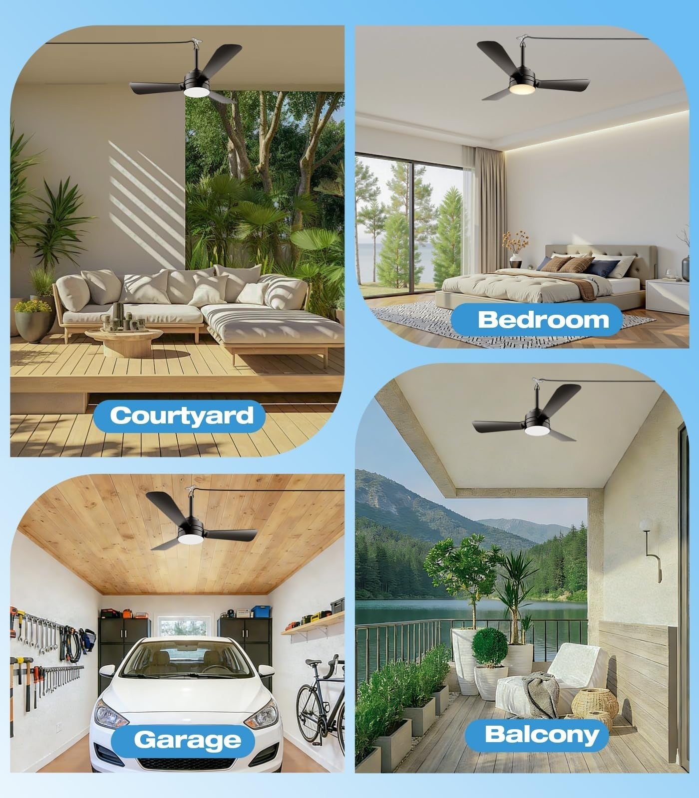 28" Dimmable Ceiling Fan Light with 16.5ft Cord, Reversible Portable Hook for Pa5