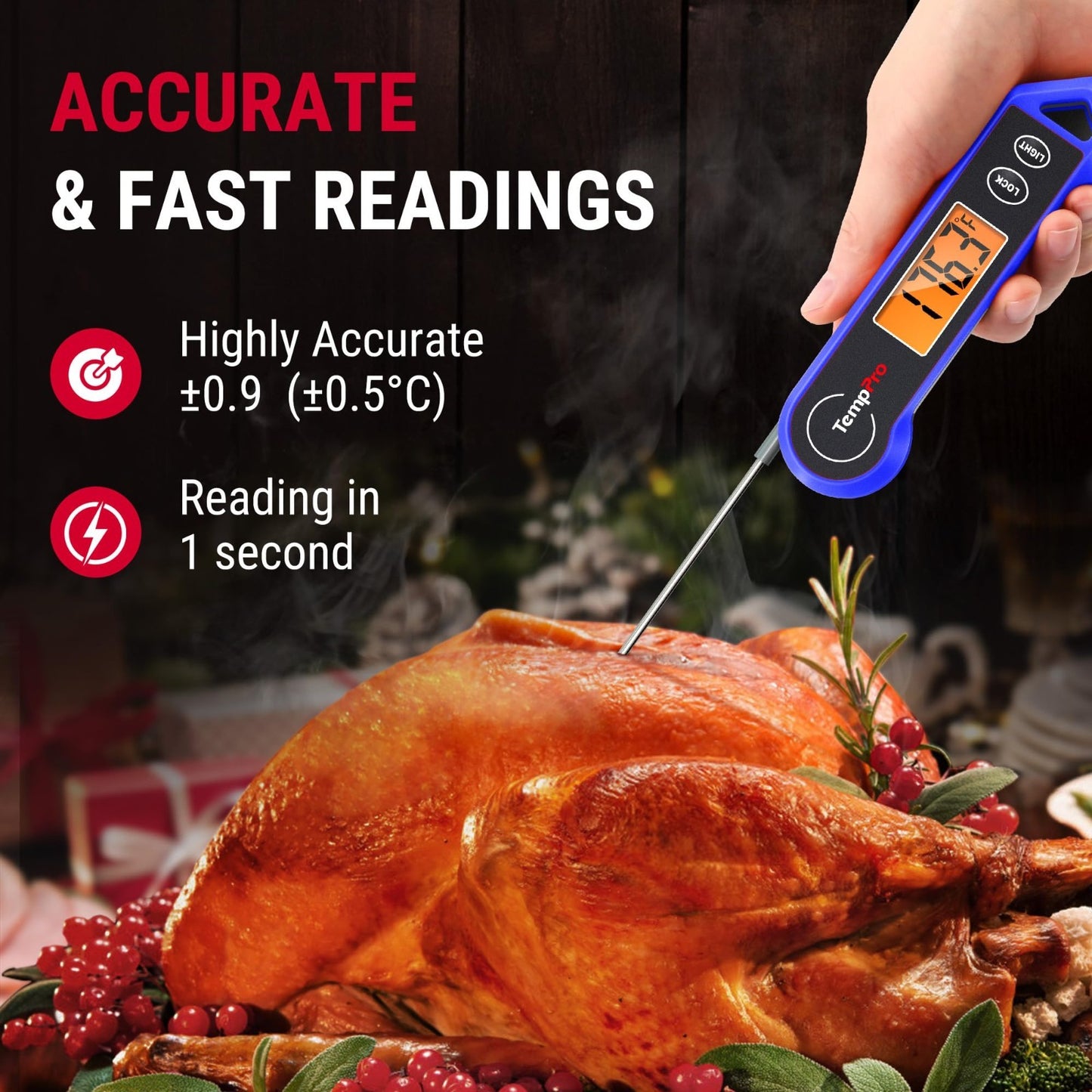 Instant Read Digital Meat Thermometer   1 Sec Motion Sensing BBQ Cooking Tool, P5