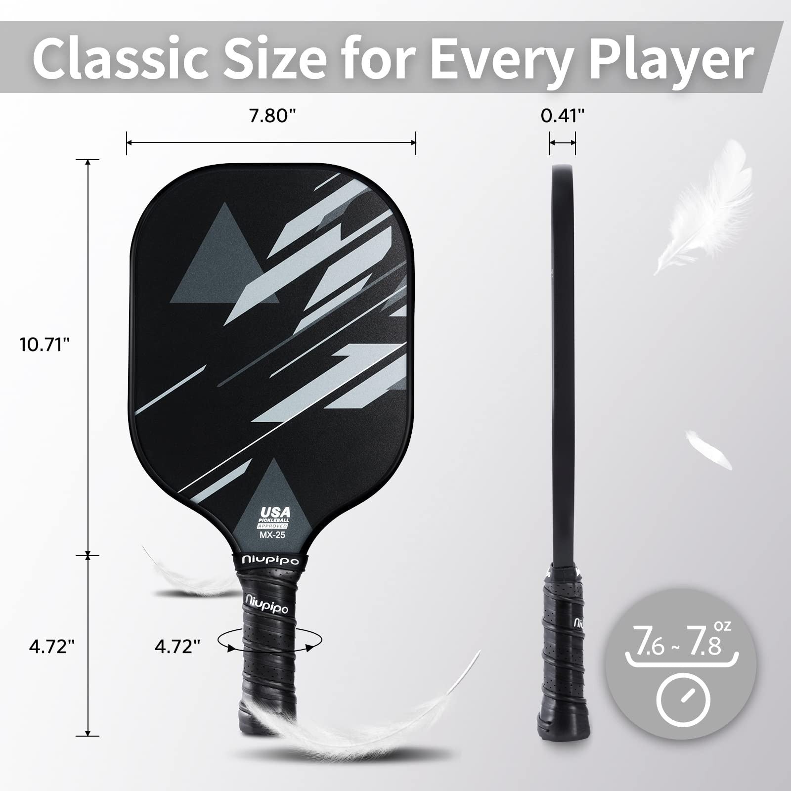 Pickleball Paddle Set of 2 or 4 - USAPA Approved, Fiberglass, Lightweight, with4