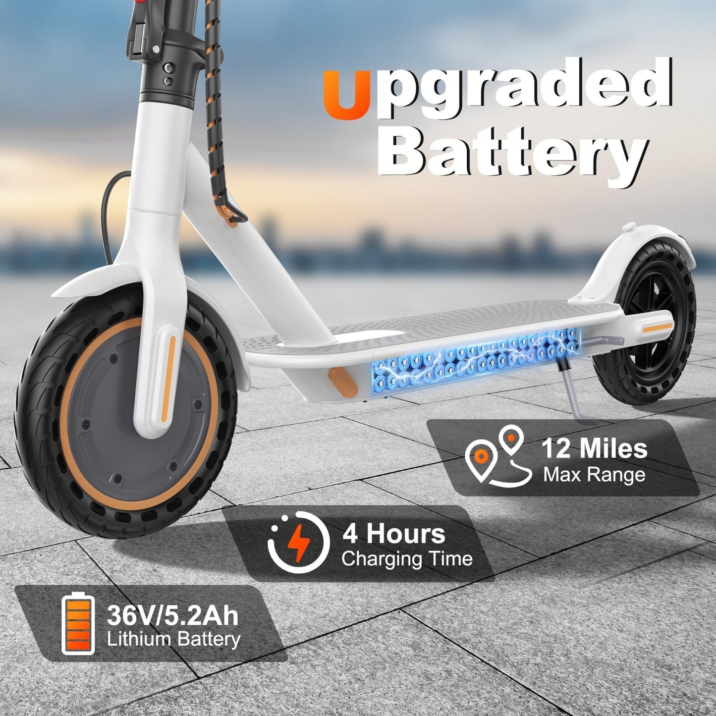 Powerful Electric Scooter 500W/350W Motor, 19MPH Speed, 16-27 Miles Range, Foldi3