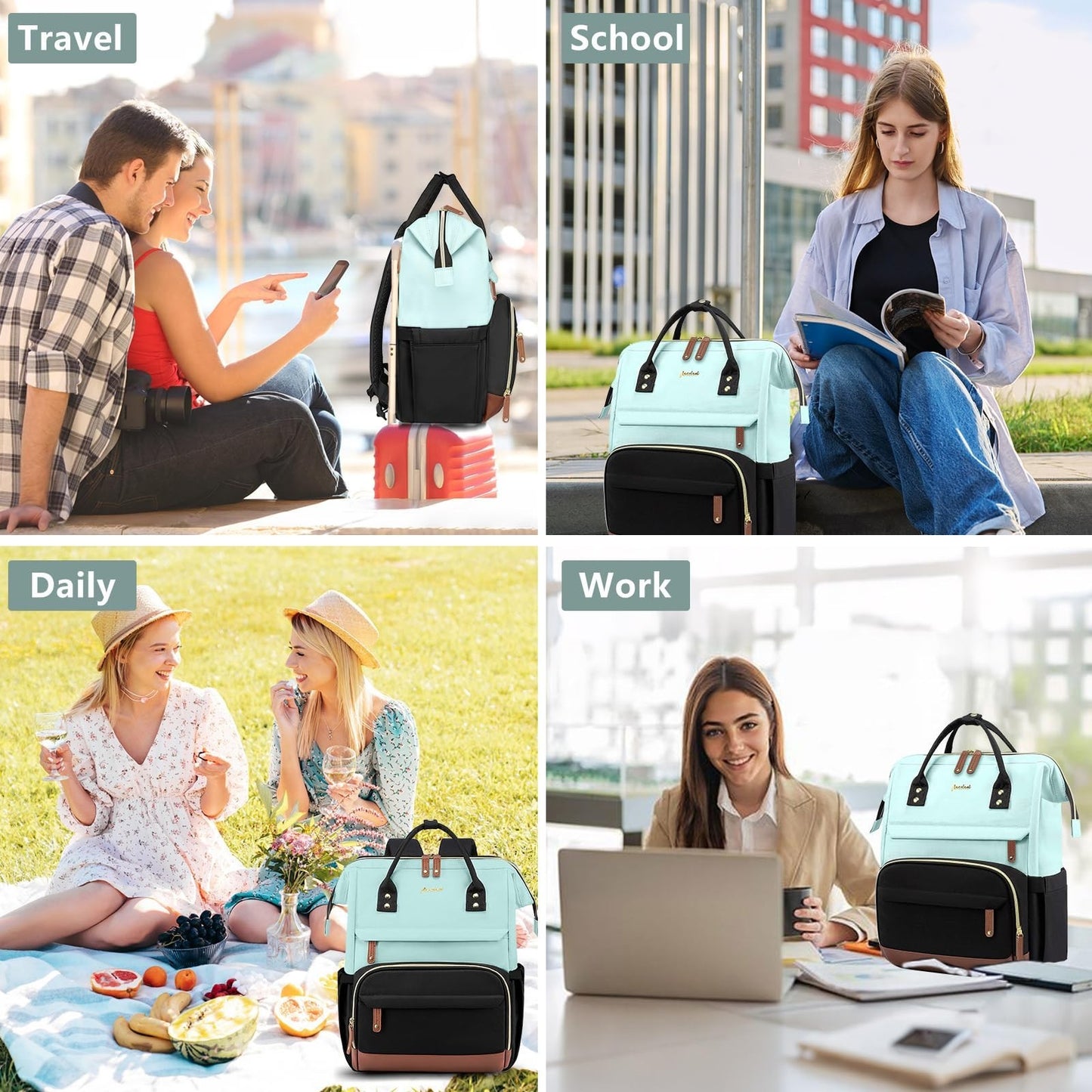 Stylish Laptop Backpack for Women   15.6" Large Capacity Travel Bag for Work, Sc6