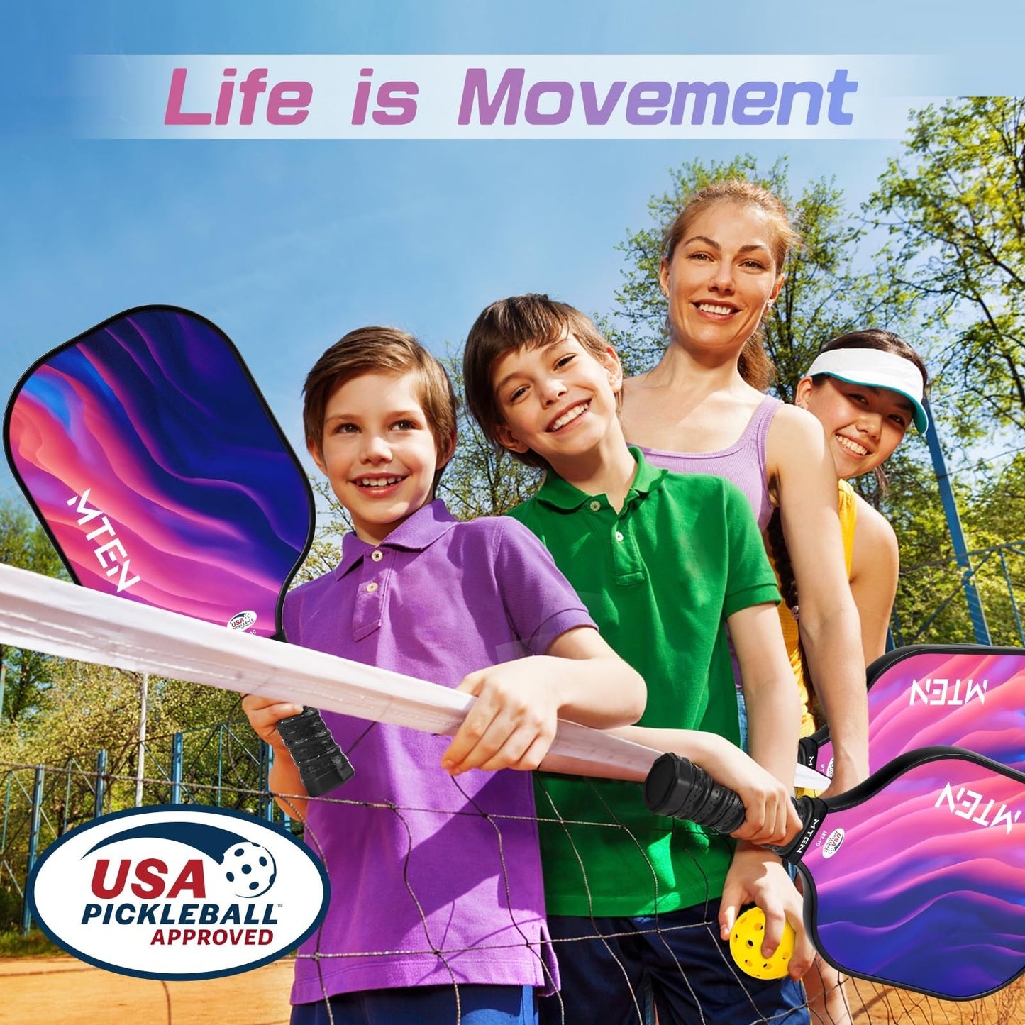 Pickleball Paddle Set of 2/4/1 - USAPA Approved Fiberglass Rackets, Lightweight2