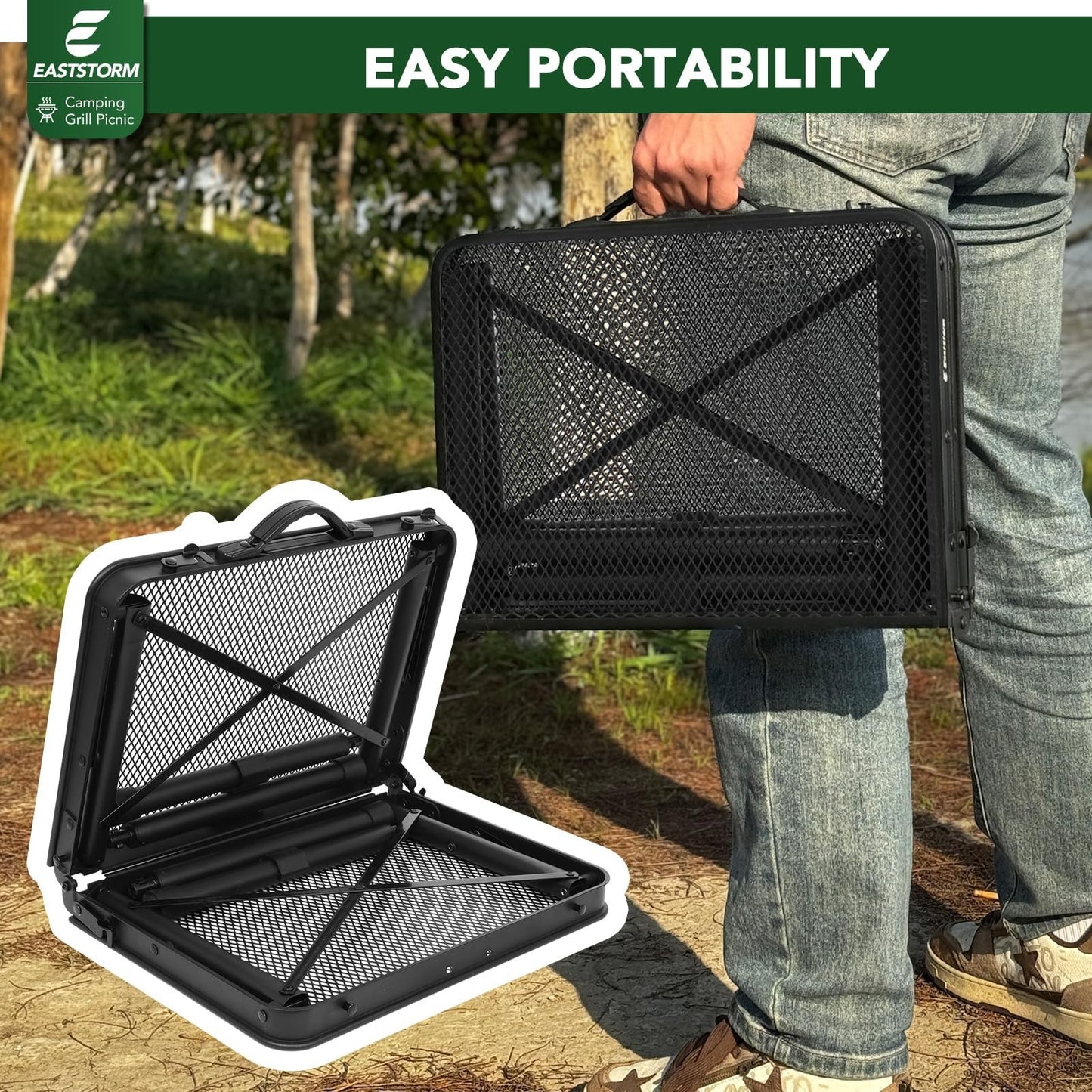 Compact Folding Picnic Table - Portable Outdoor Camping Table with Mesh Bag for4