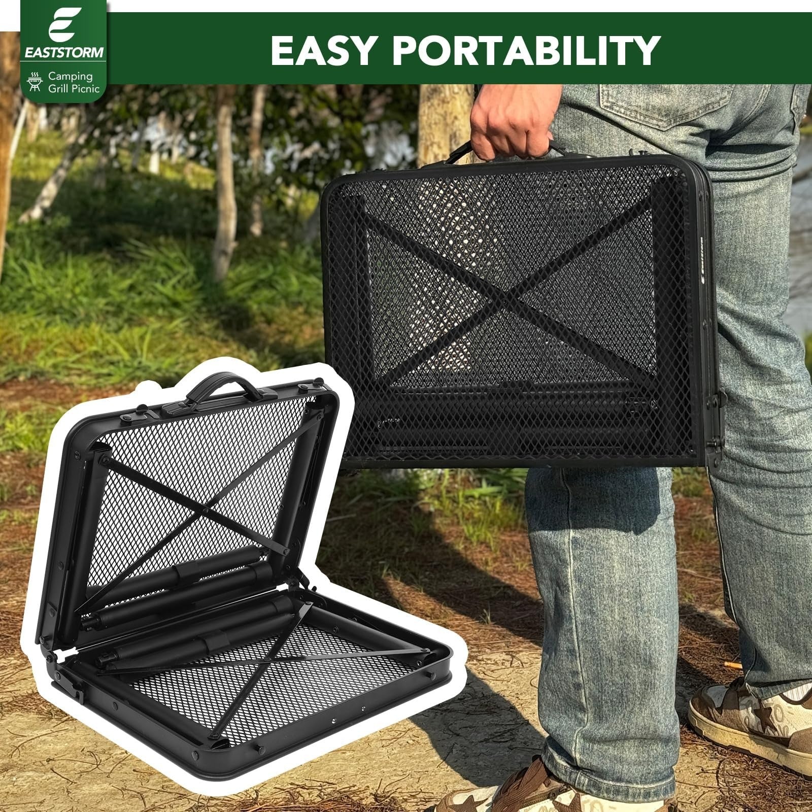 Compact Folding Picnic Table - Portable Outdoor Camping Table with Mesh Bag for4