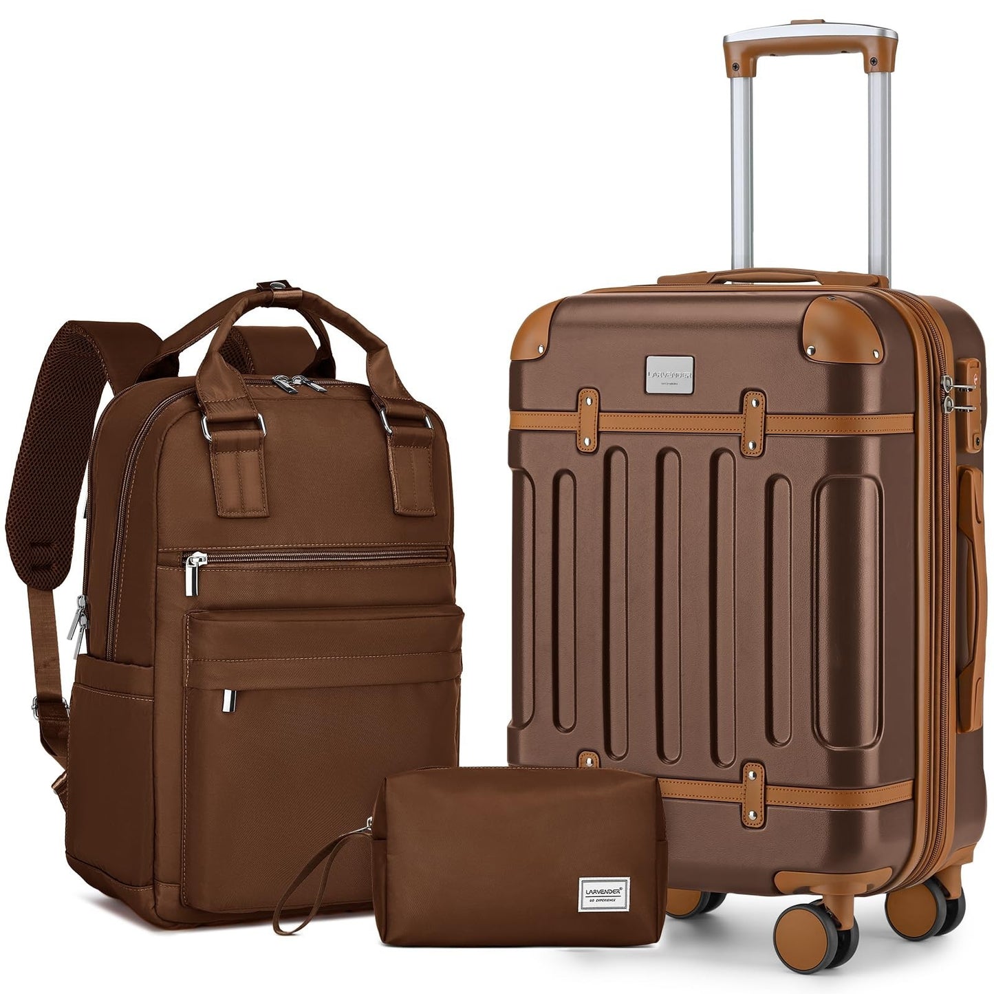 Expandable 3-Piece Carry-On Luggage Set | Airline Approved, 360° Spinner Wheels,1