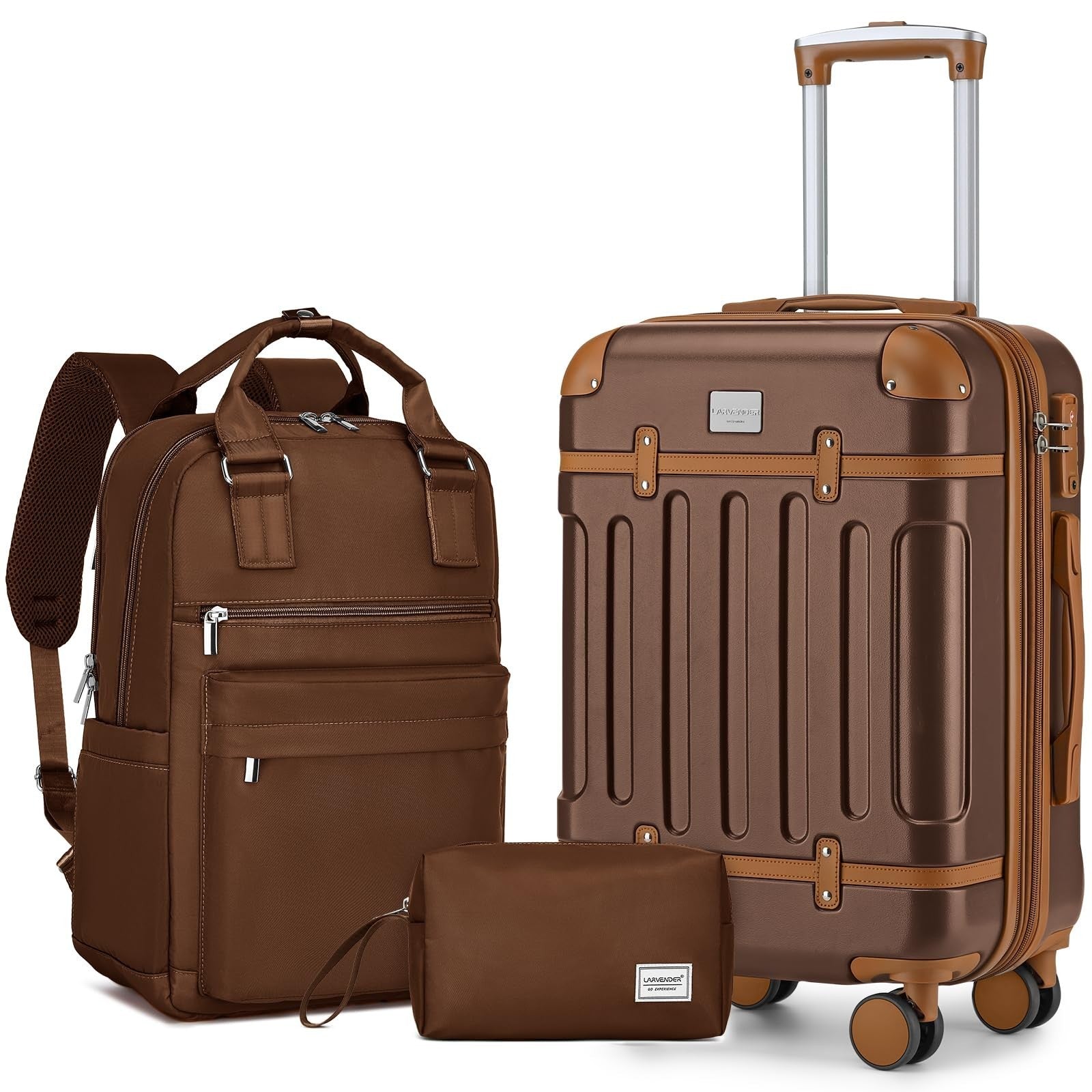 Expandable 3-Piece Carry-On Luggage Set | Airline Approved, 360° Spinner Wheels,1