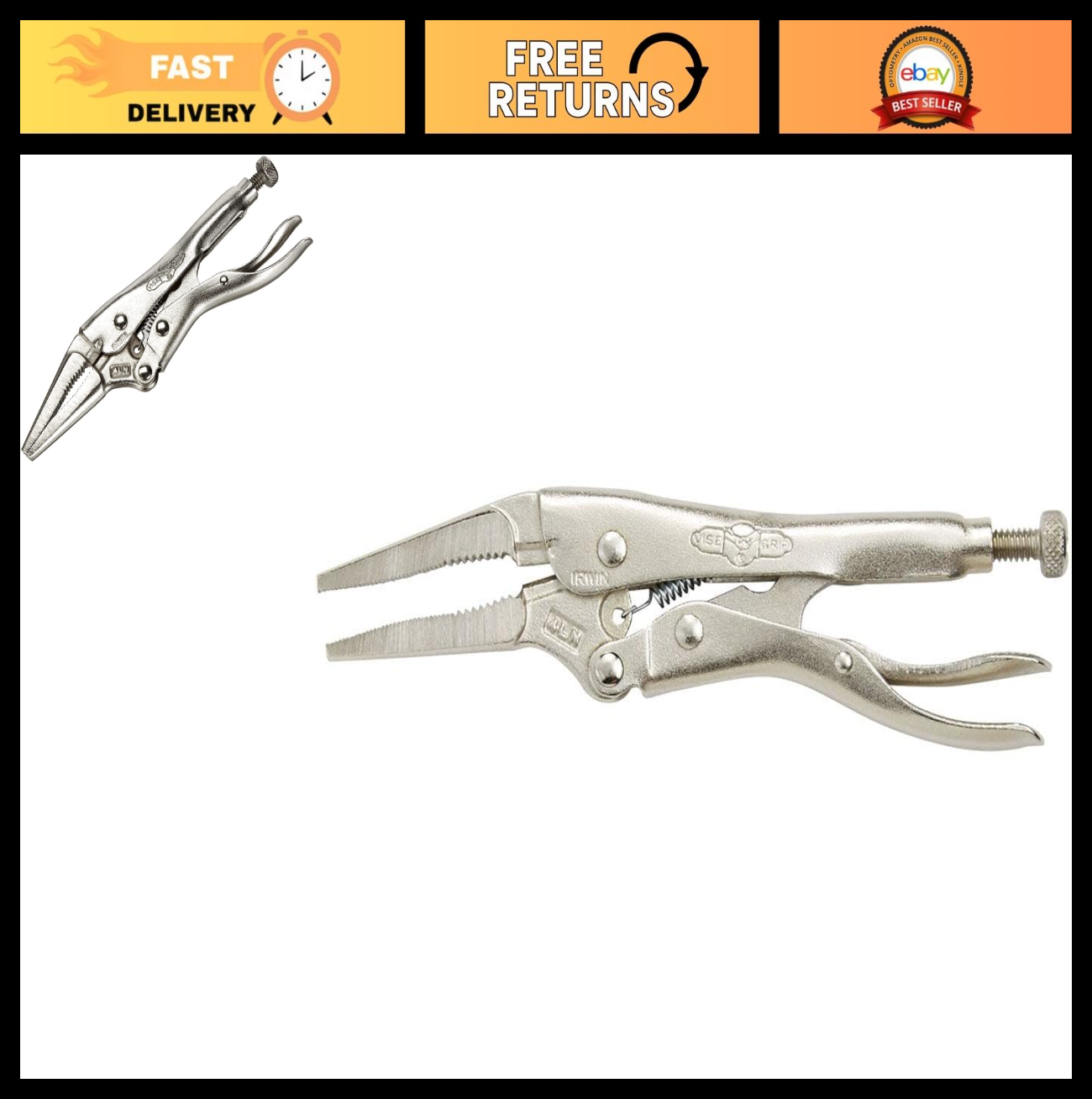 Locking Pliers Long Nose 4-Inch (100mm) - Heavy Duty Grip Tool for Precision Wor0