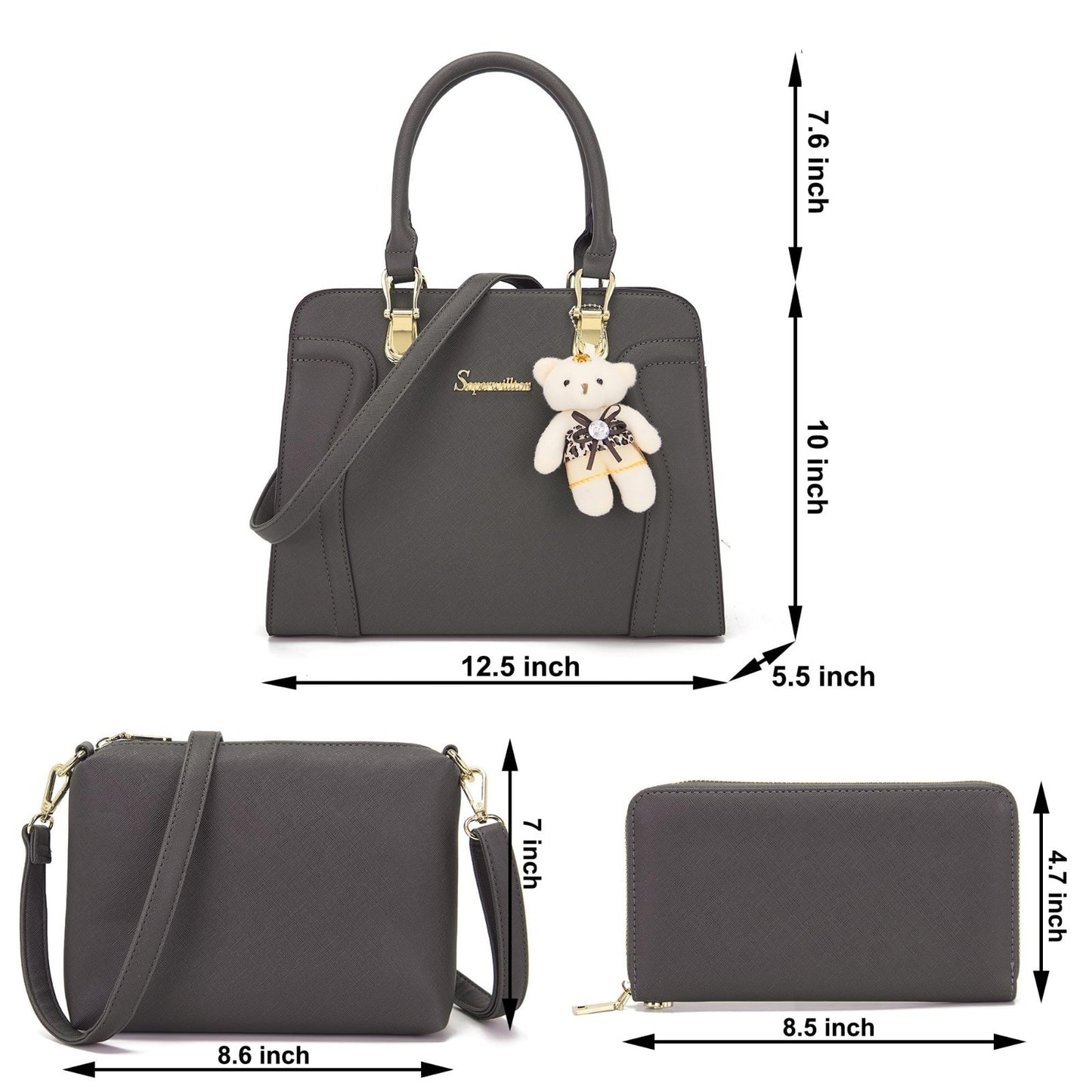 Stylish 3-Piece Handbag Set for Women - Shoulder Bag, Satchel & Wallet Combo5