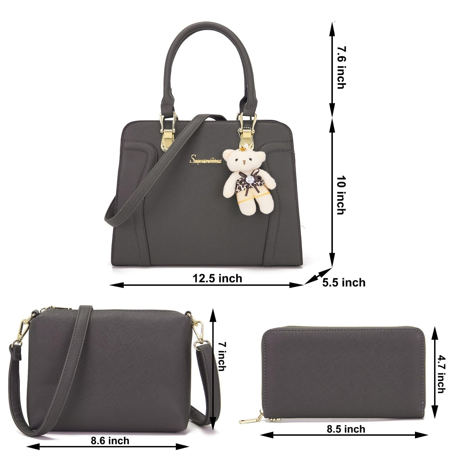 Stylish 3-Piece Handbag Set for Women - Shoulder Bag, Satchel & Wallet Combo5