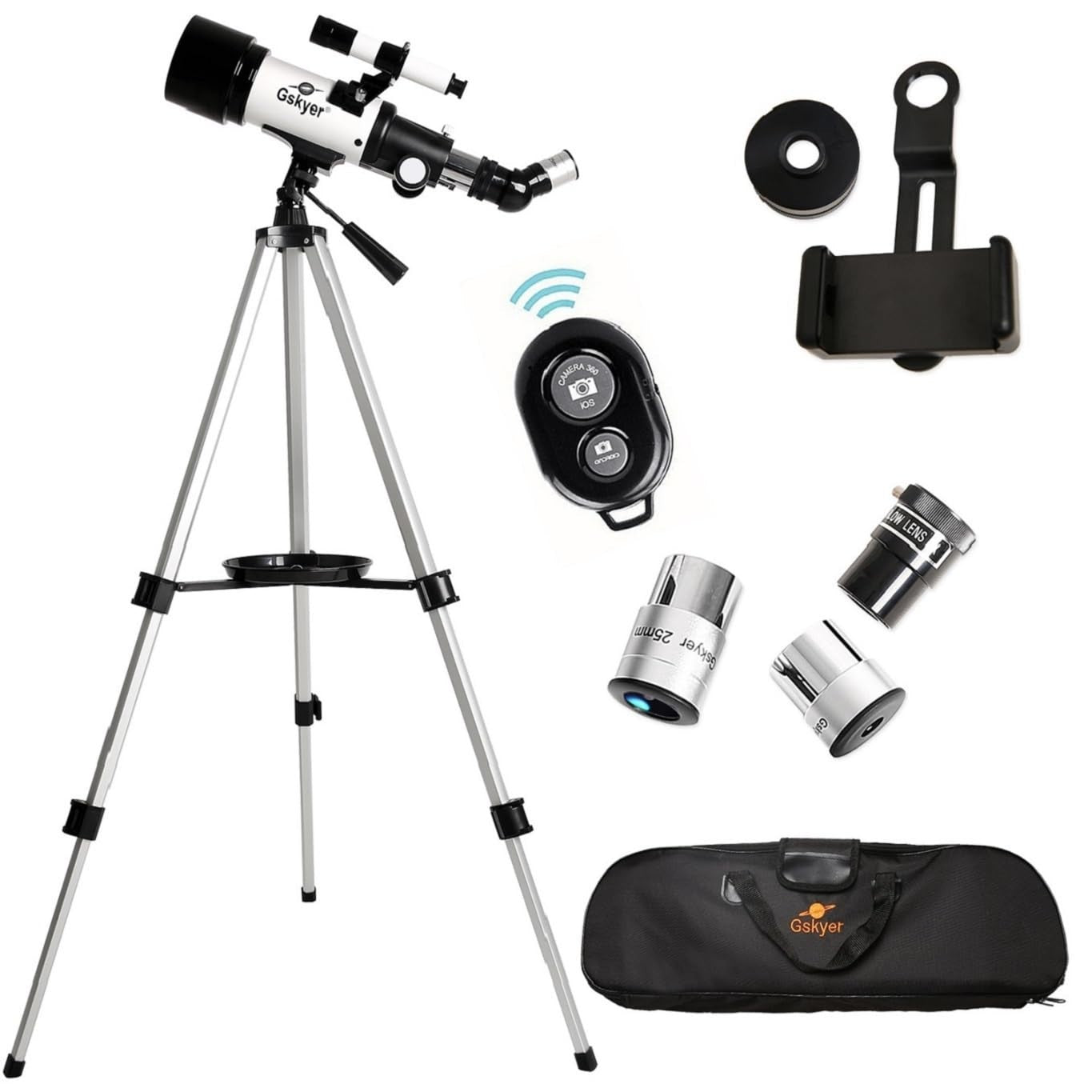 70mm Aperture 400mm Refracting Telescope for Kids & Beginners   Travel Kit, Phon2
