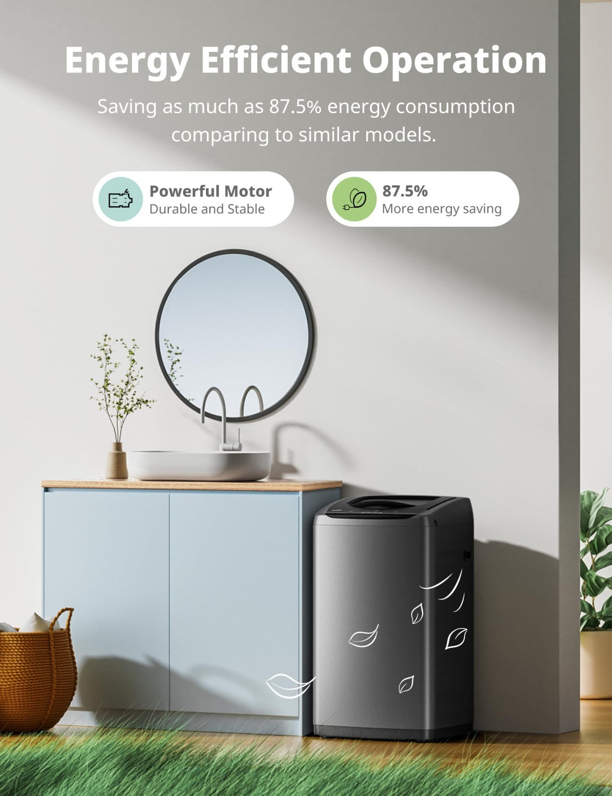 Compact Portable Washing Machine 0.9 cu.ft, LED Display, Energy Efficient Washer5