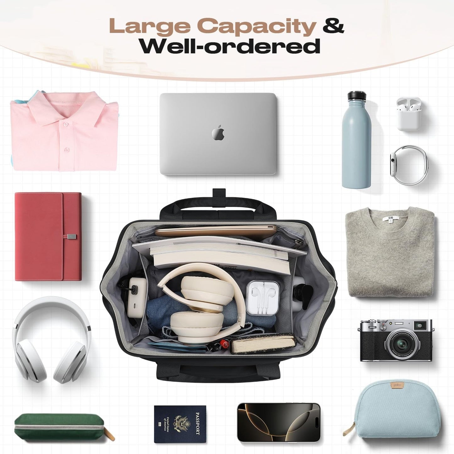 15.6 17.3" Laptop Backpack with Lunch Box, Stylish Work Bag for Men & Women7