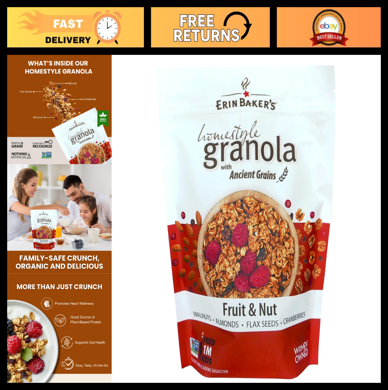 Fruit & Nut Granola 160oz - Ancient Grains, Vegan, Non-GMO, Crunchy Snack, Resea0