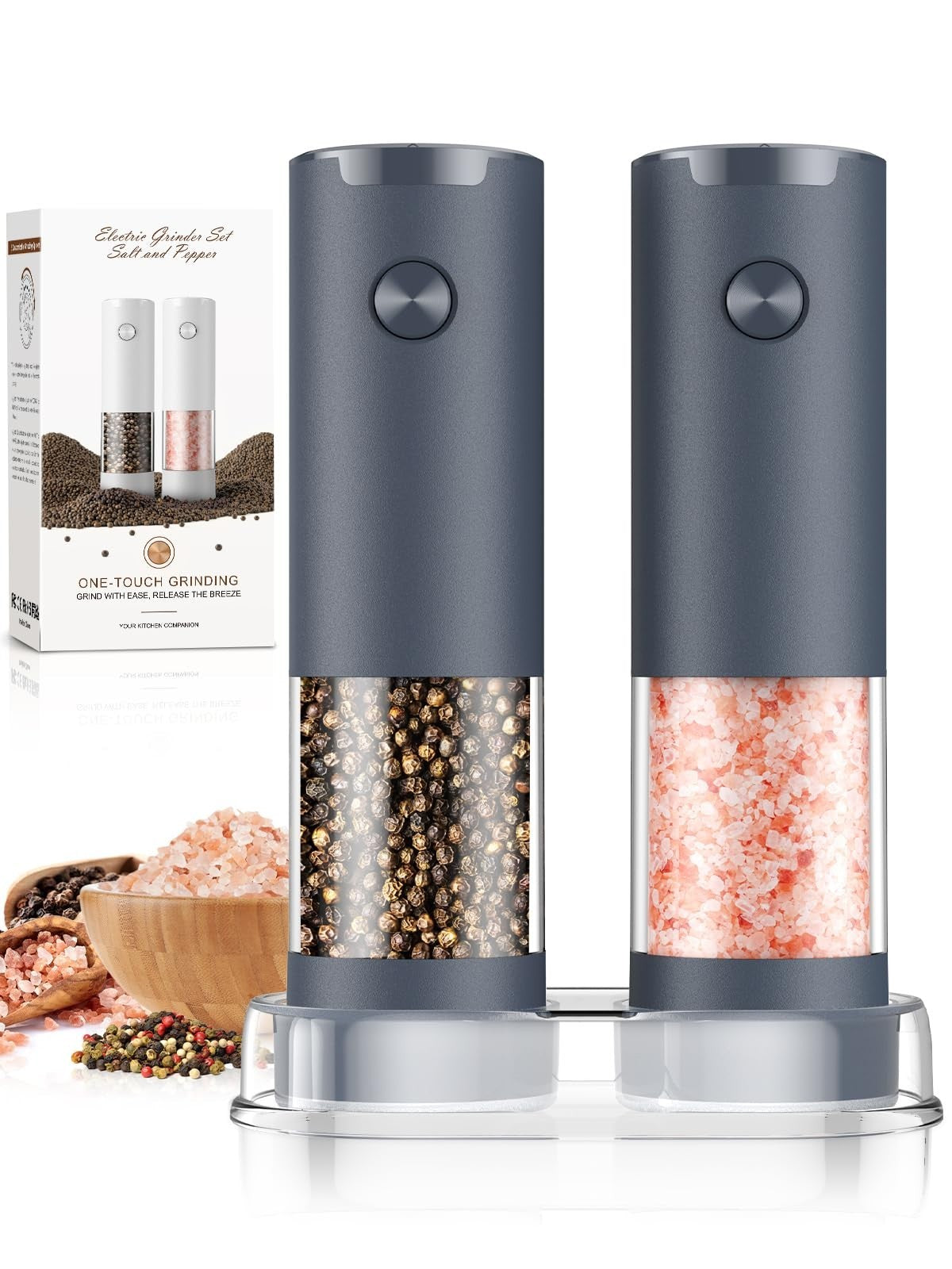 Electric Salt and Pepper Grinder Set   Upgraded Battery Operated Kitchen Shakers1