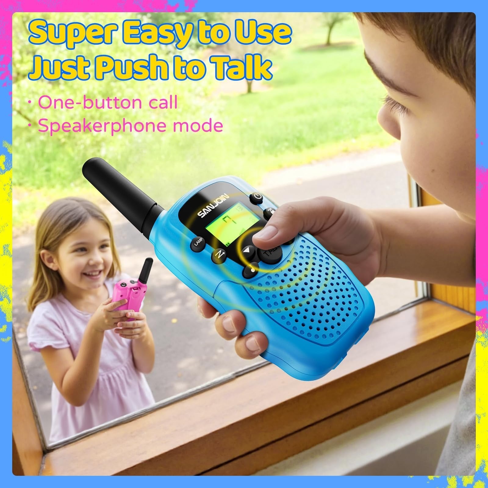 Rechargeable Walkie Talkies for Kids, 2000mAh, 2 Way Radios for Outdoor Fun, Age3