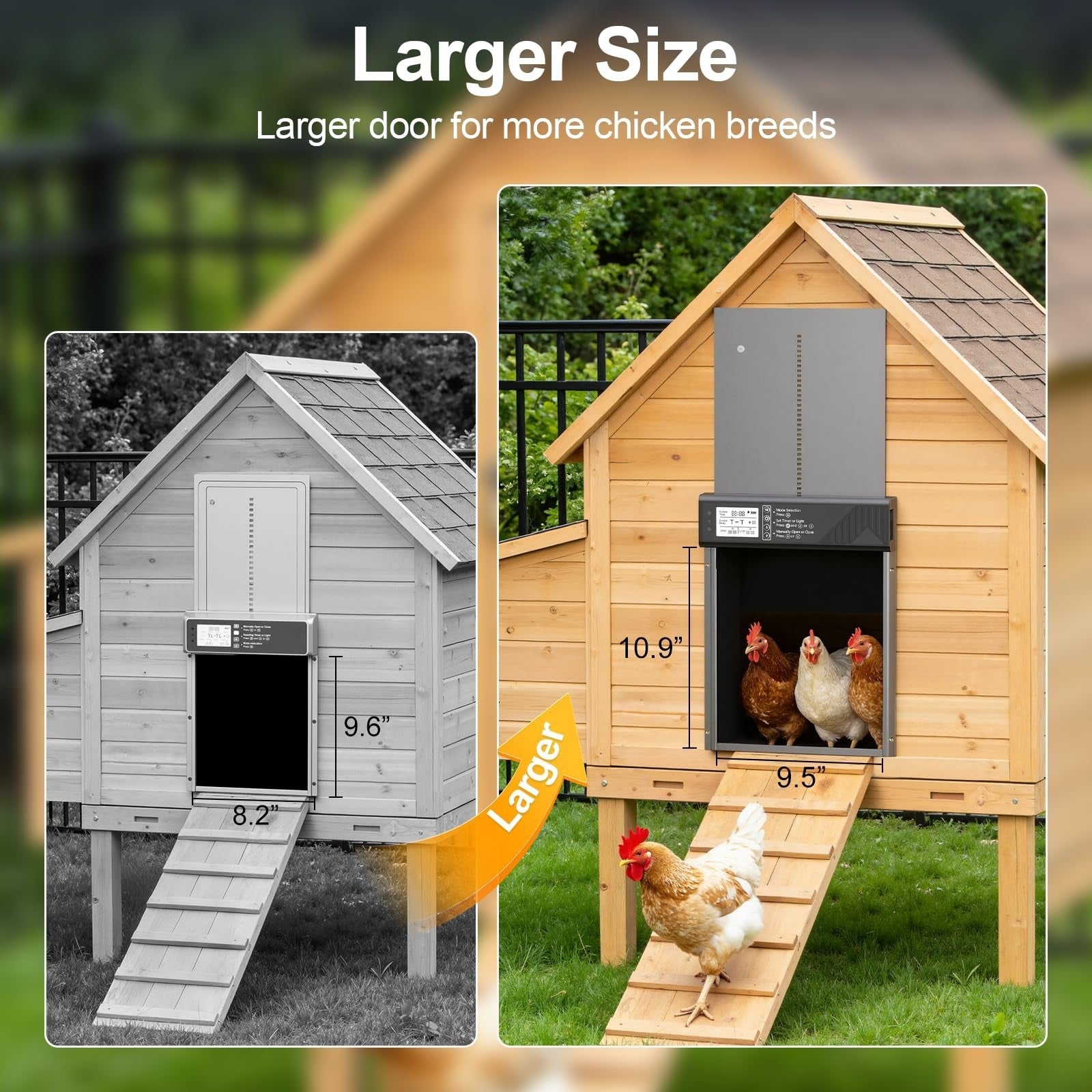 Solar Powered Automatic Chicken Coop Door with Timer & Light Sensor, Remote Cont2