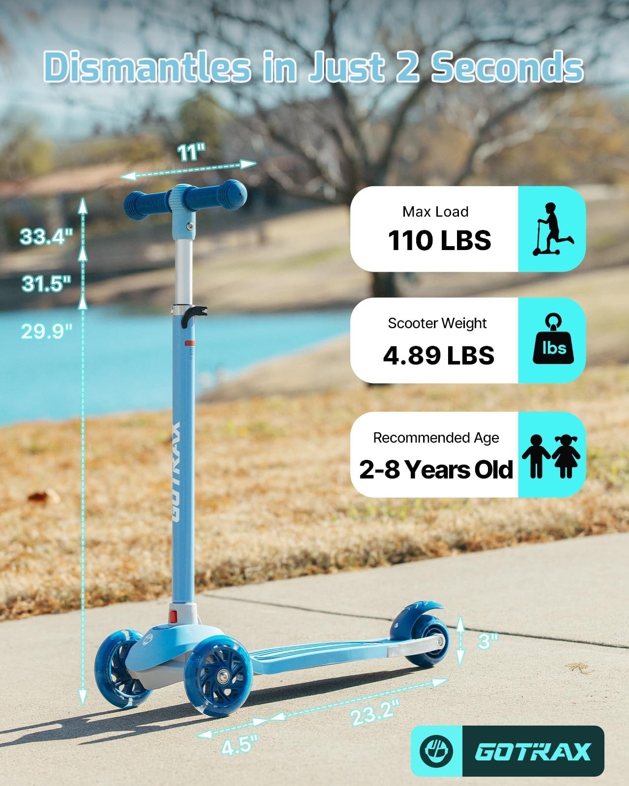 Kids Kick Scooter 3 Wheels for Boys & Girls Ages 2-8, Fun Outdoor Gift6