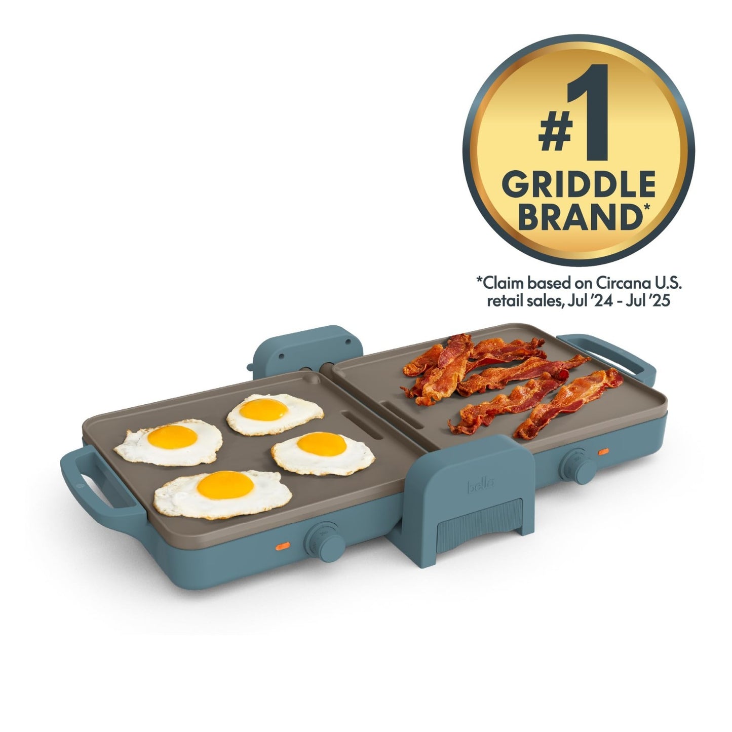 Ceramic Nonstick Griddle 10"x20" - Dual Temp, Dishwasher Safe, 1500W, Fits Anywh3