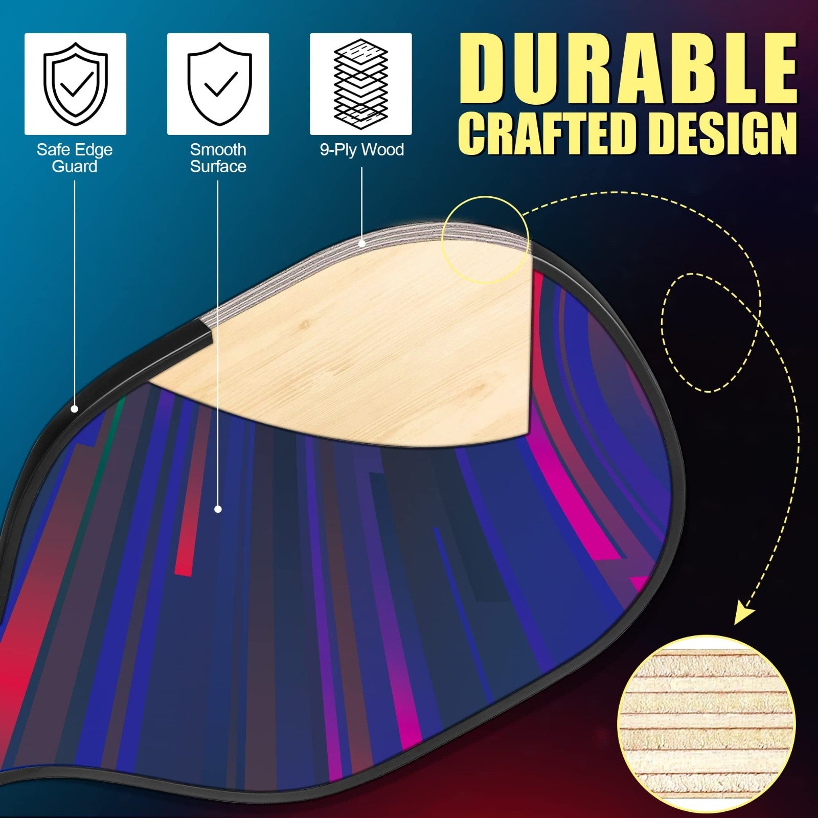 Pickleball Paddles Set of 2/4 - USAPA Approved Fiberglass Graphite Rackets + Bag3