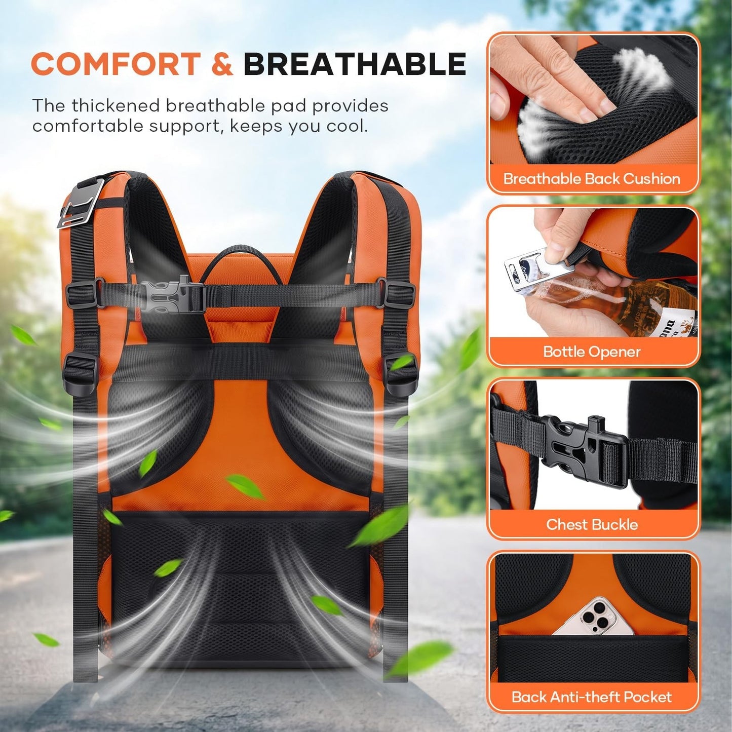 Insulated Cooler Backpack - 33 Can Leakproof Soft Bag for Camping, Hiking, Beach5