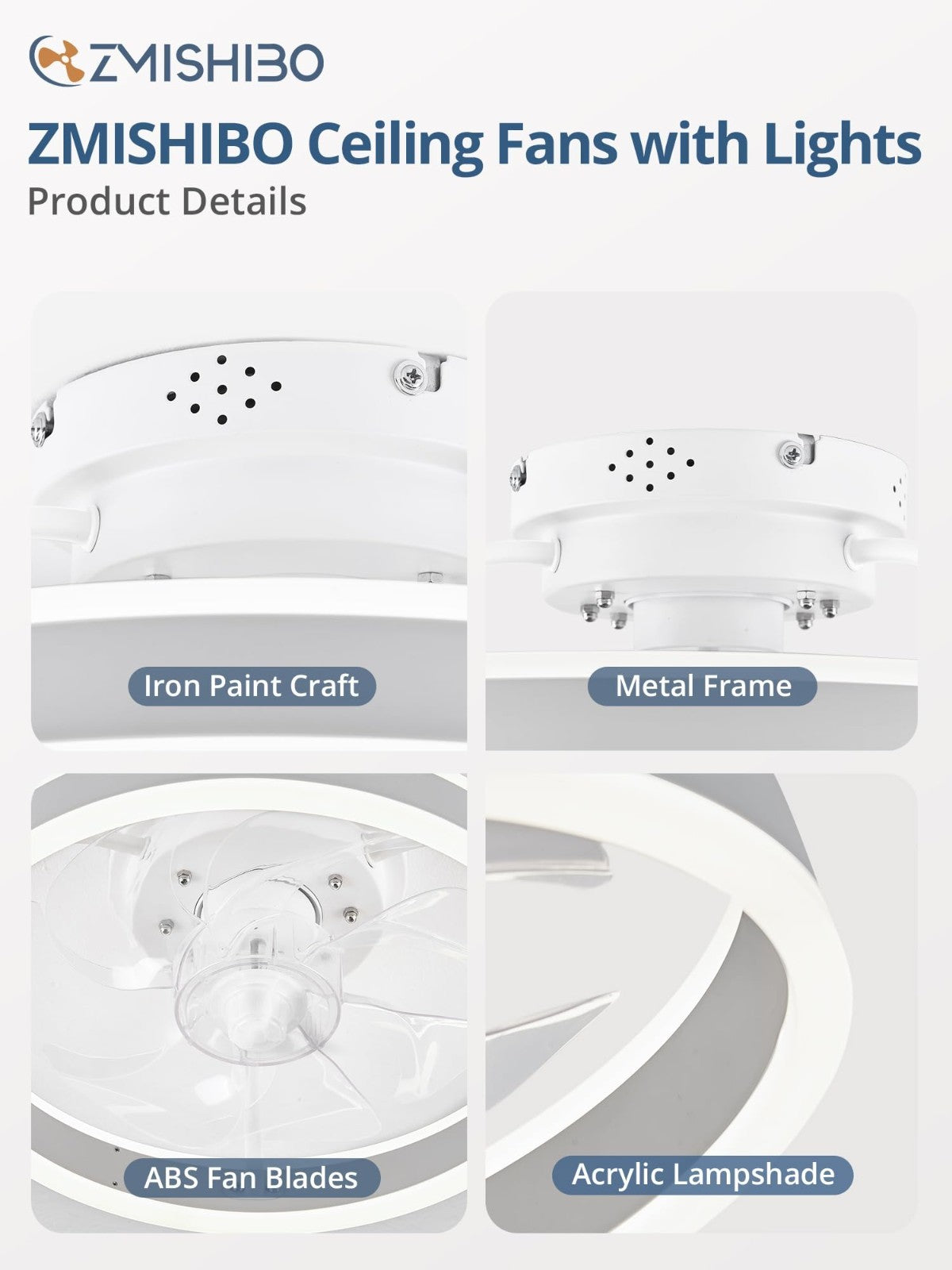 Low Profile Ceiling Fan with Lights & Remote   13" Modern Flush Mount Fandelier,6