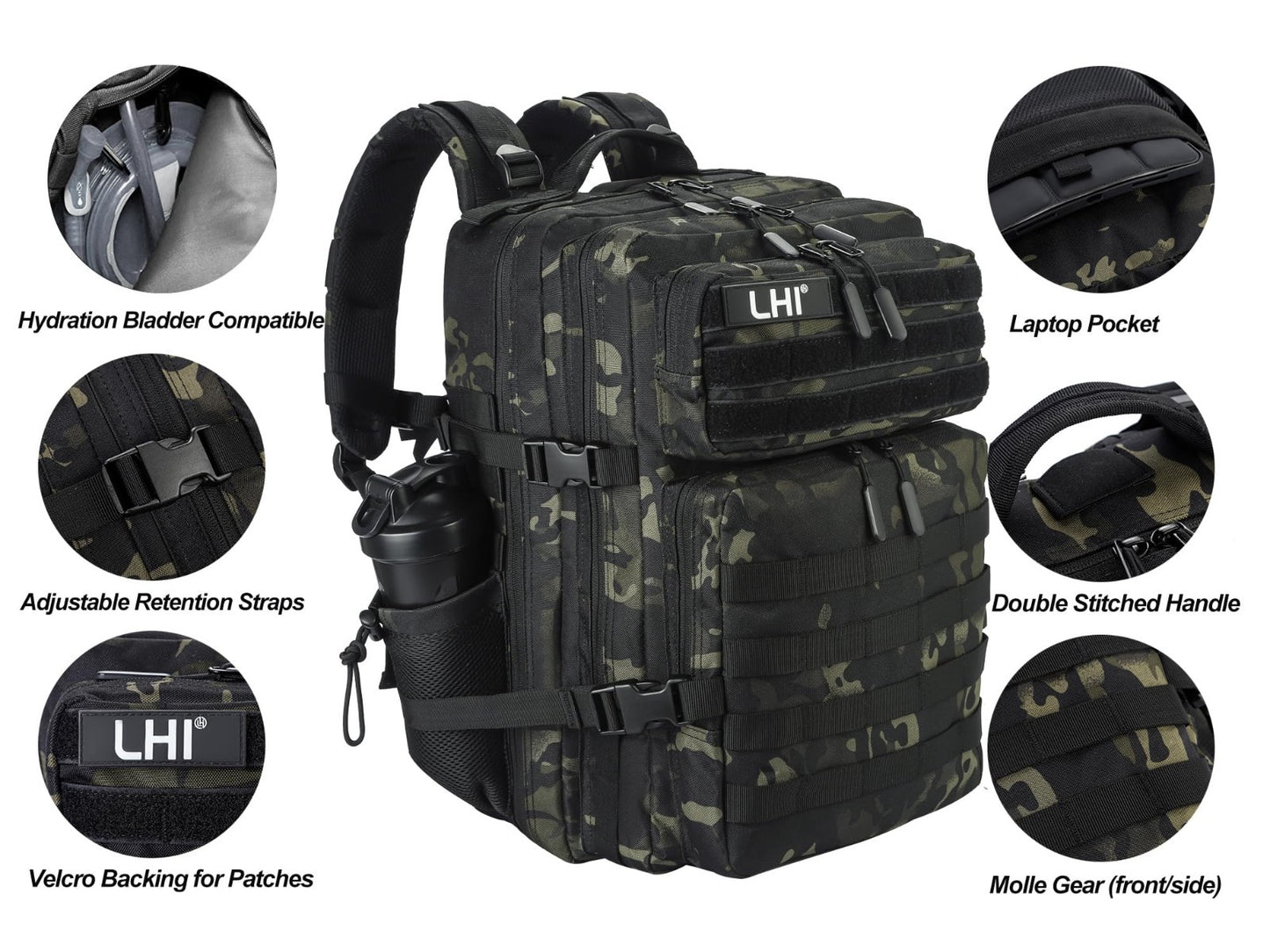 45L Military Tactical Backpack   Army Assault Pack, Molle Rucksack, Olive Green5