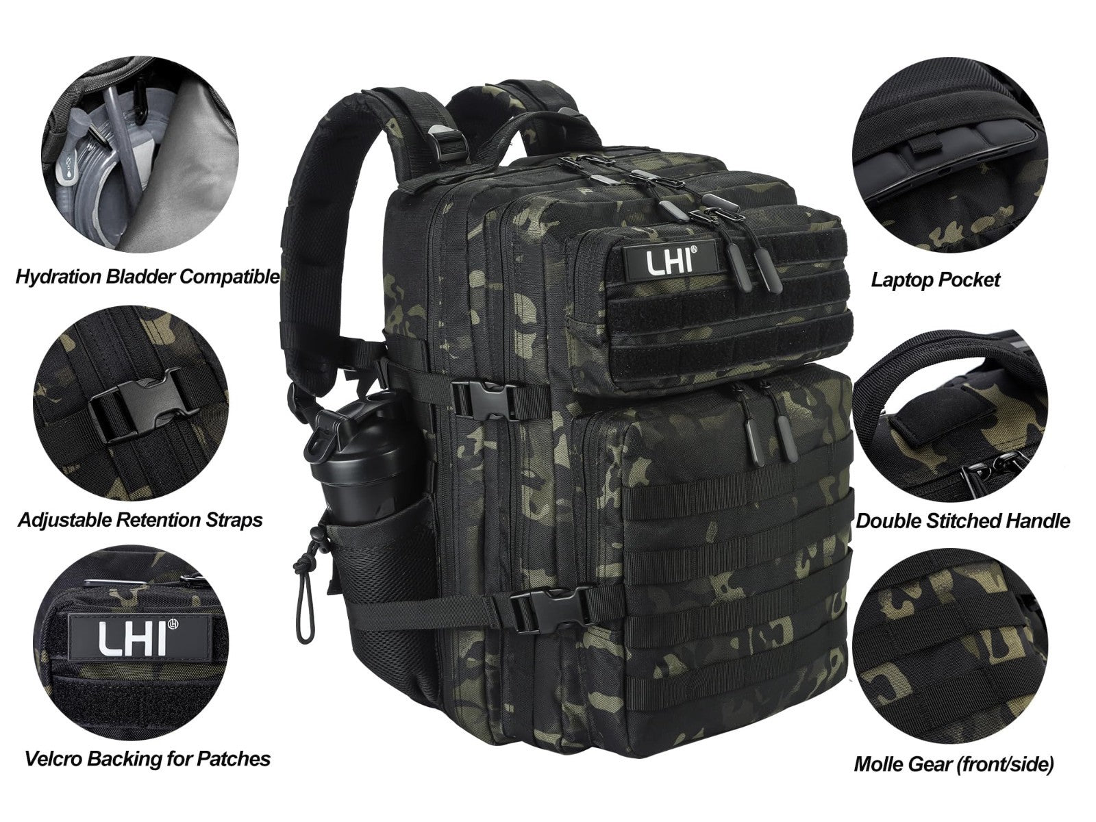 45L Military Tactical Backpack   Army Assault Pack, Molle Rucksack, Olive Green5