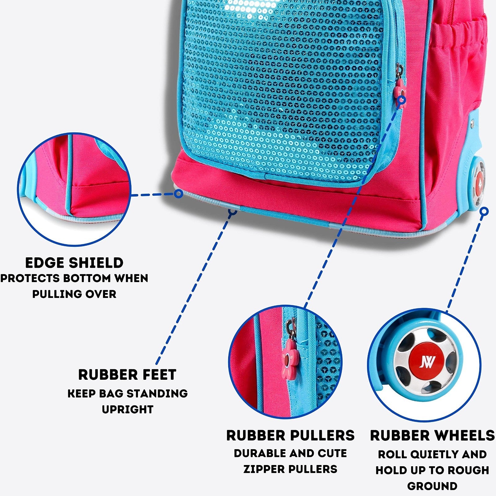 Sparkle Rolling Backpack for Kids   Lightweight, Durable, School Travel Bag3