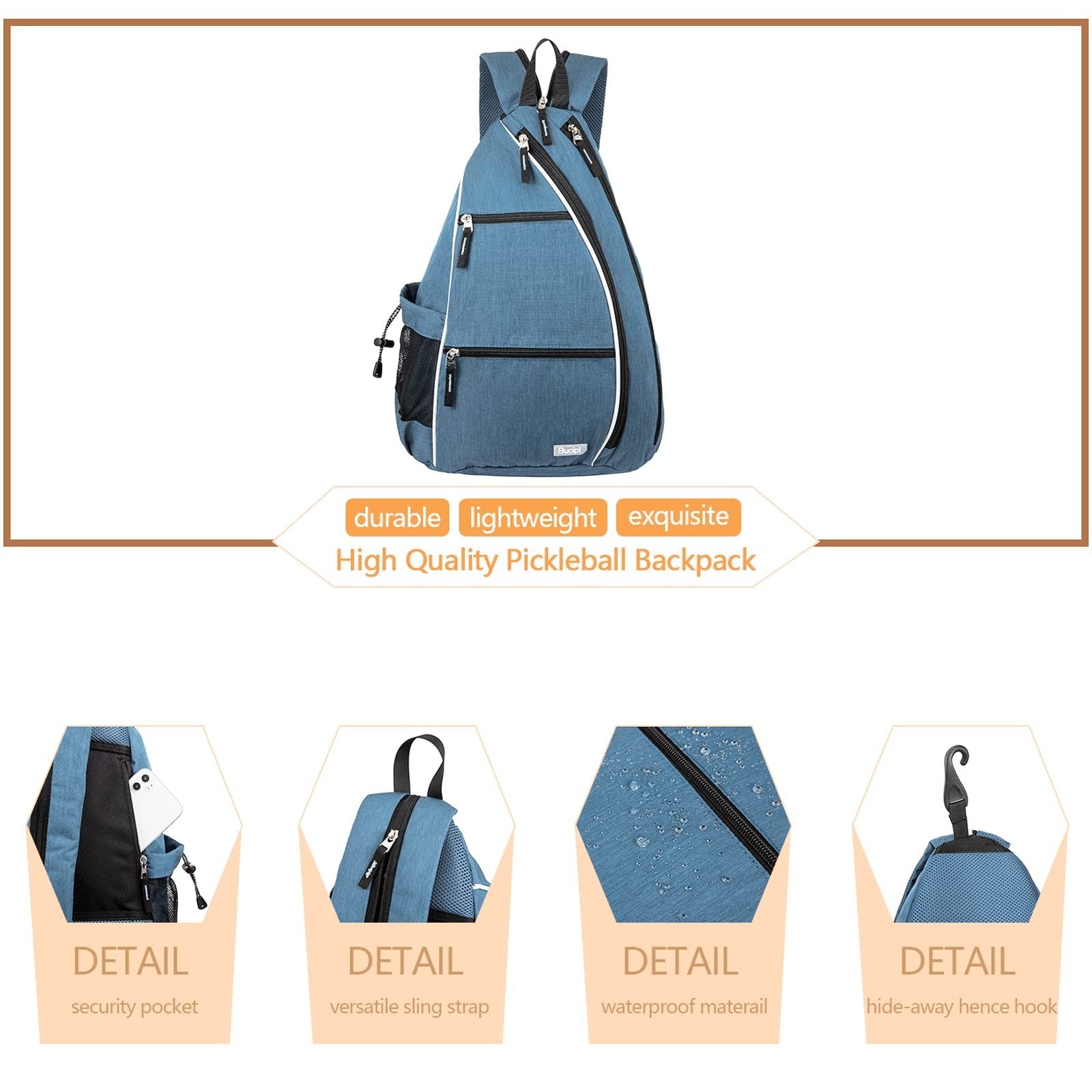 Adjustable Pickleball Backpack with Fence Hook, Large Capacity & Safety Pocket4