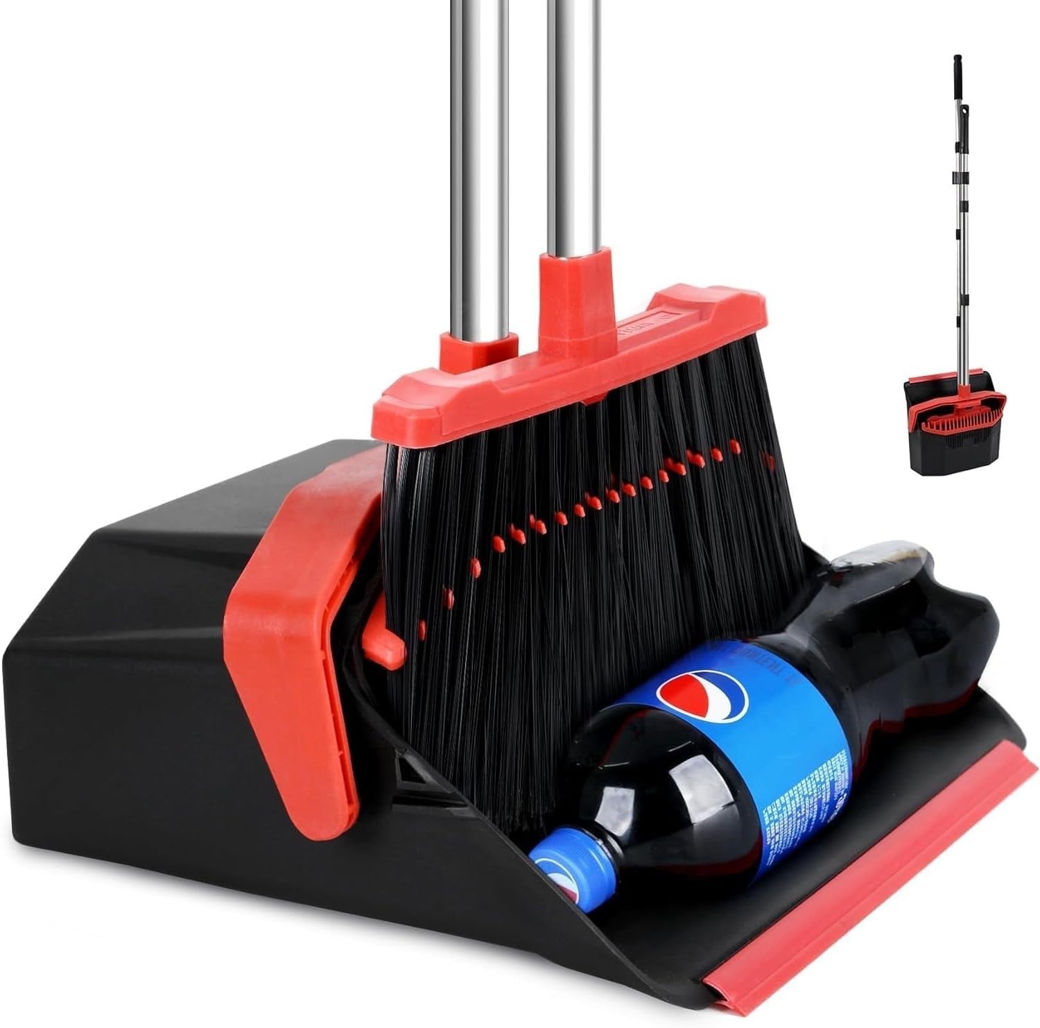 Heavy Duty Large Upright Broom & Dustpan Set, 51" Long Handle for Indoor/Outdoor1
