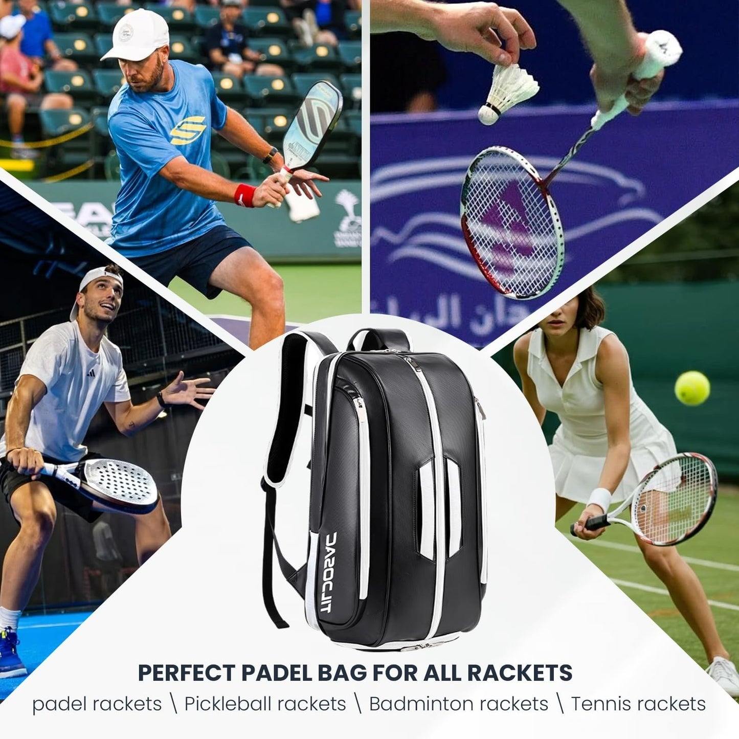 Tennis & Pickleball Racket Backpack with Shoe Compartment, Laptop Sleeve & Fence5