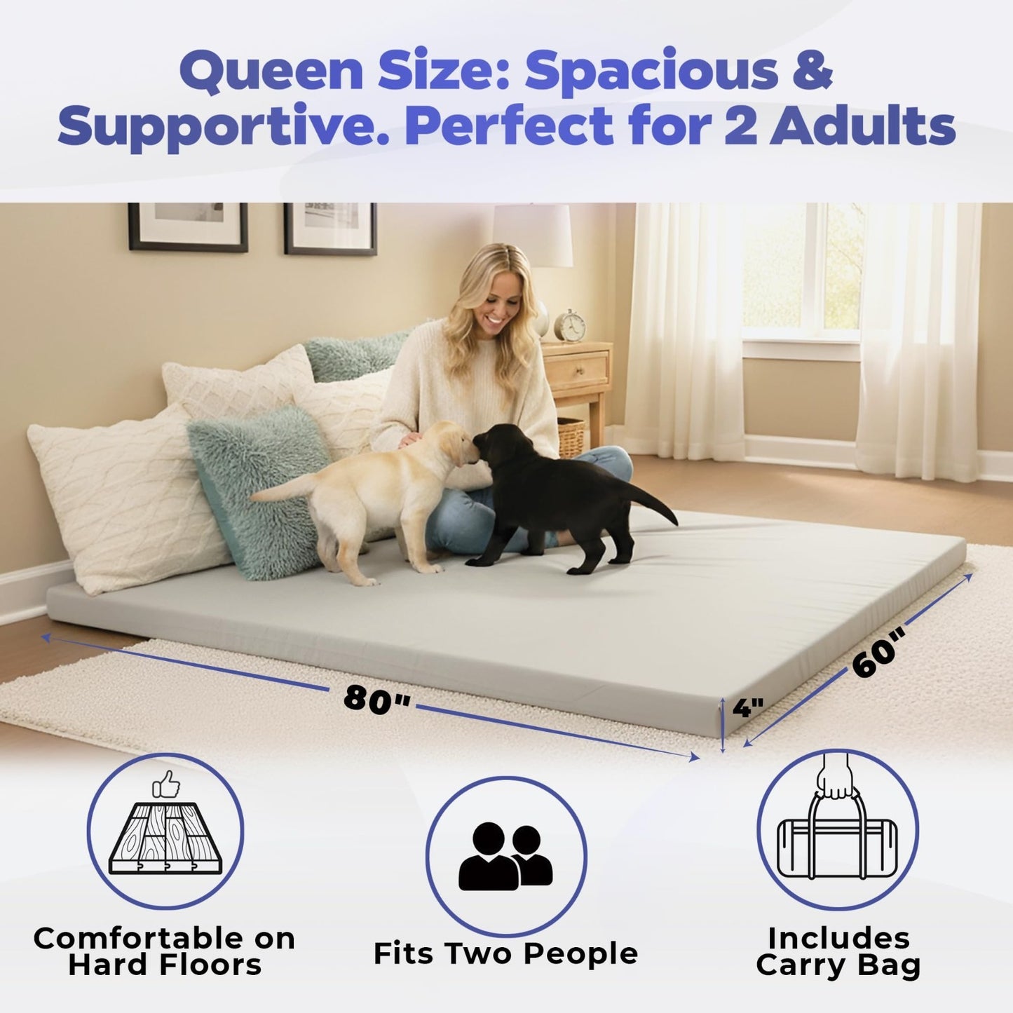 AirCell Memory Foam Camping Mattress Pad   Portable CertiPUR US Sleeping Mat for6