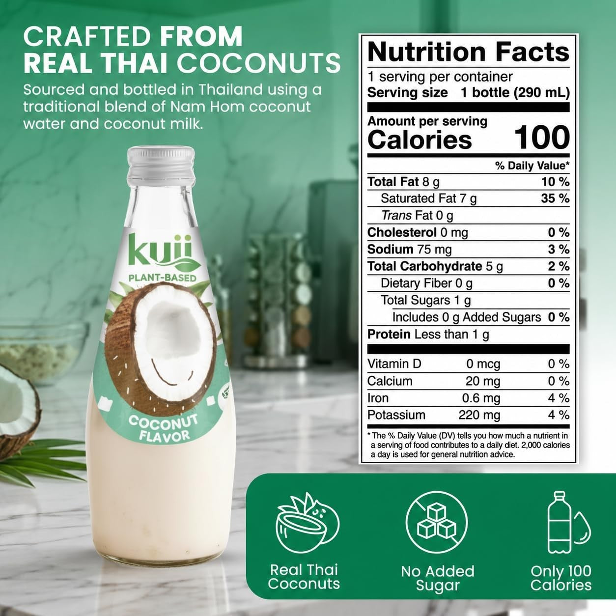 No Sugar Added Coconut Milk Drink - Original Flavor, Nata de Coco, Dairy-Free Be1