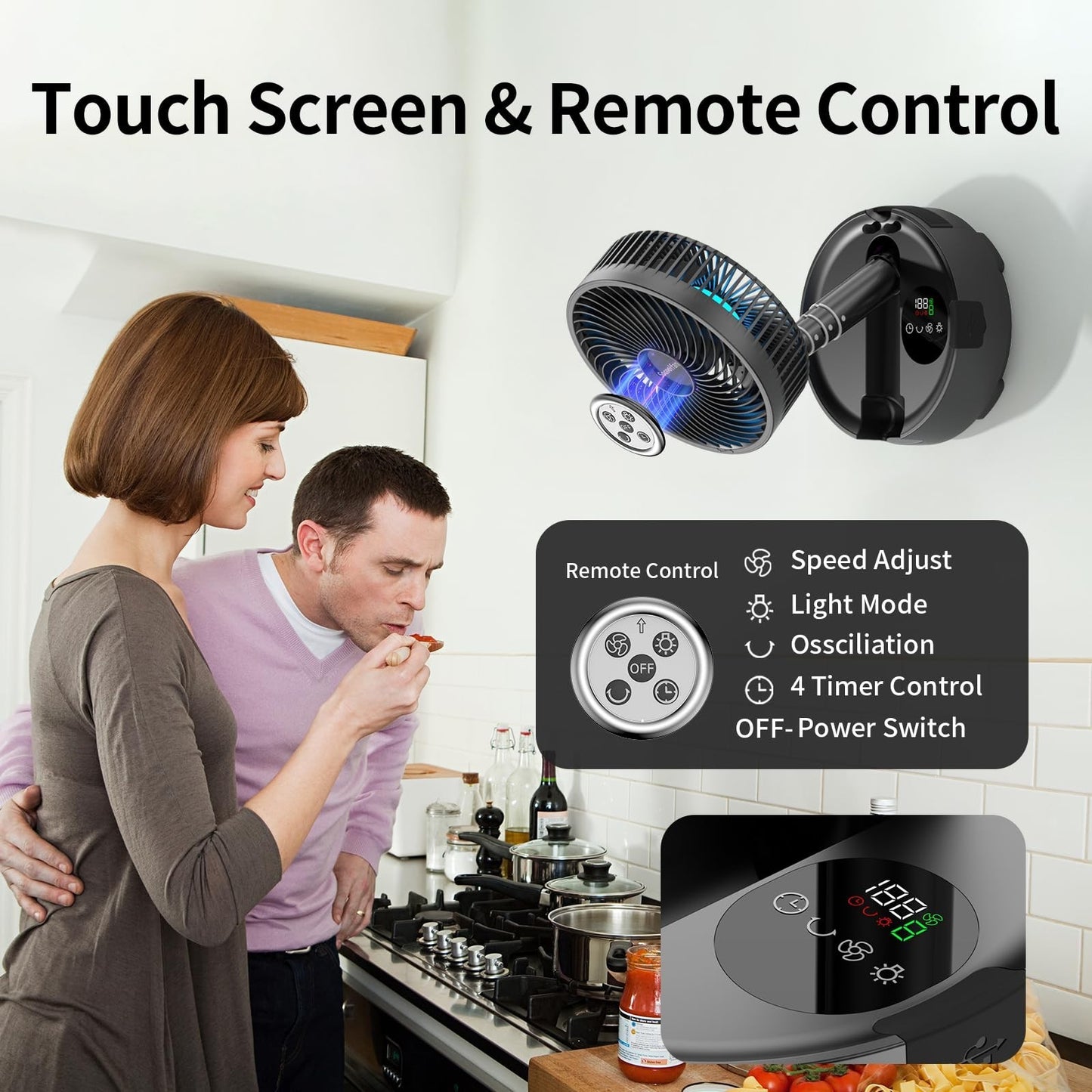 20000mAh Rechargeable Portable Fan   Foldable, 8 Speed, 112H Battery Life, Remot5