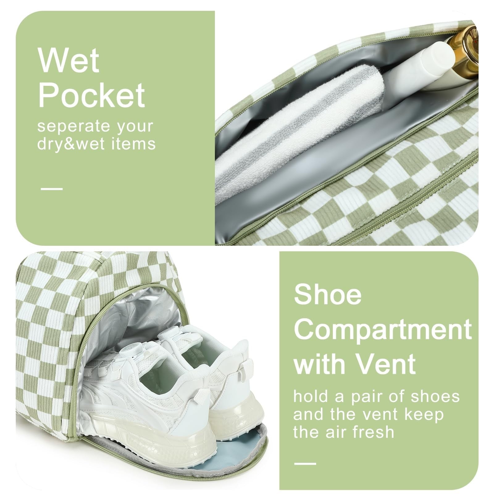 Cute Girls Duffle Bag with Shoes Compartment, Waterproof Gym & Travel Bag3