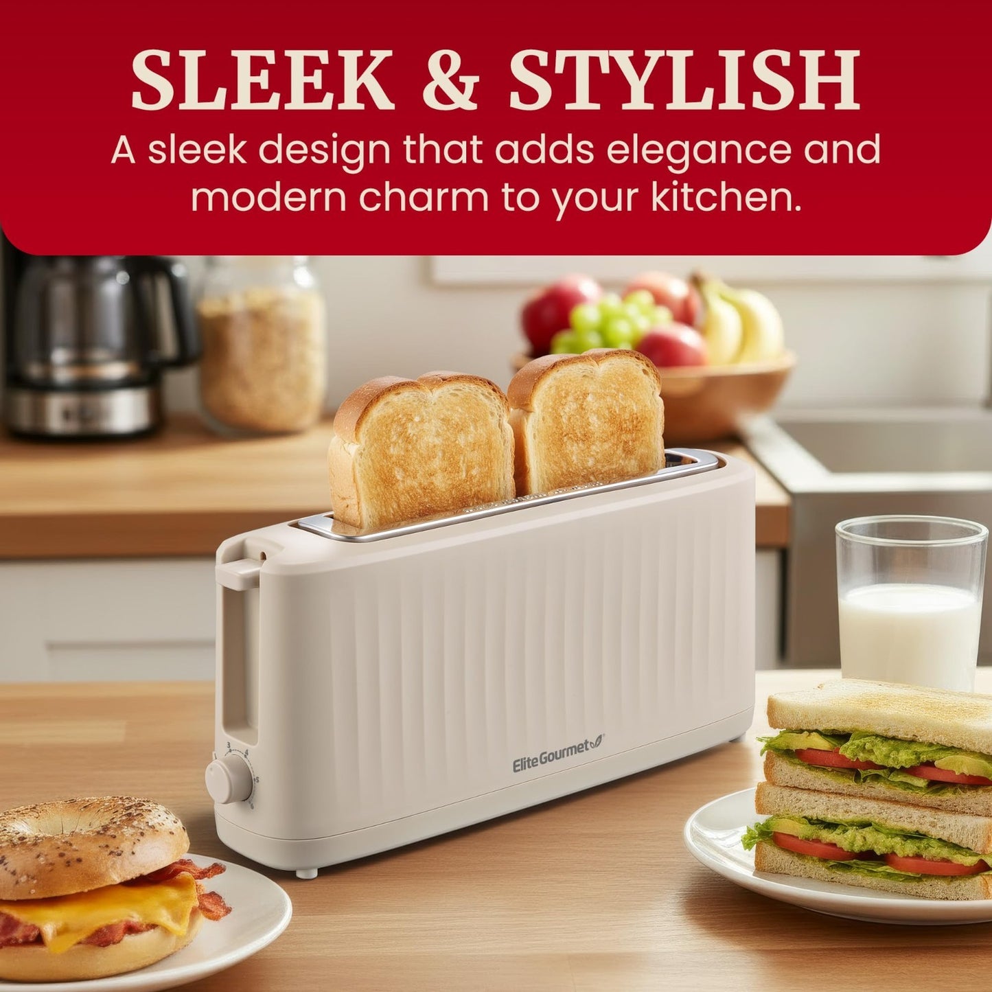 2-Slice Long Slot Toaster with Cool-Touch Body, 6 Browning Levels, Extra-Wide Sl3