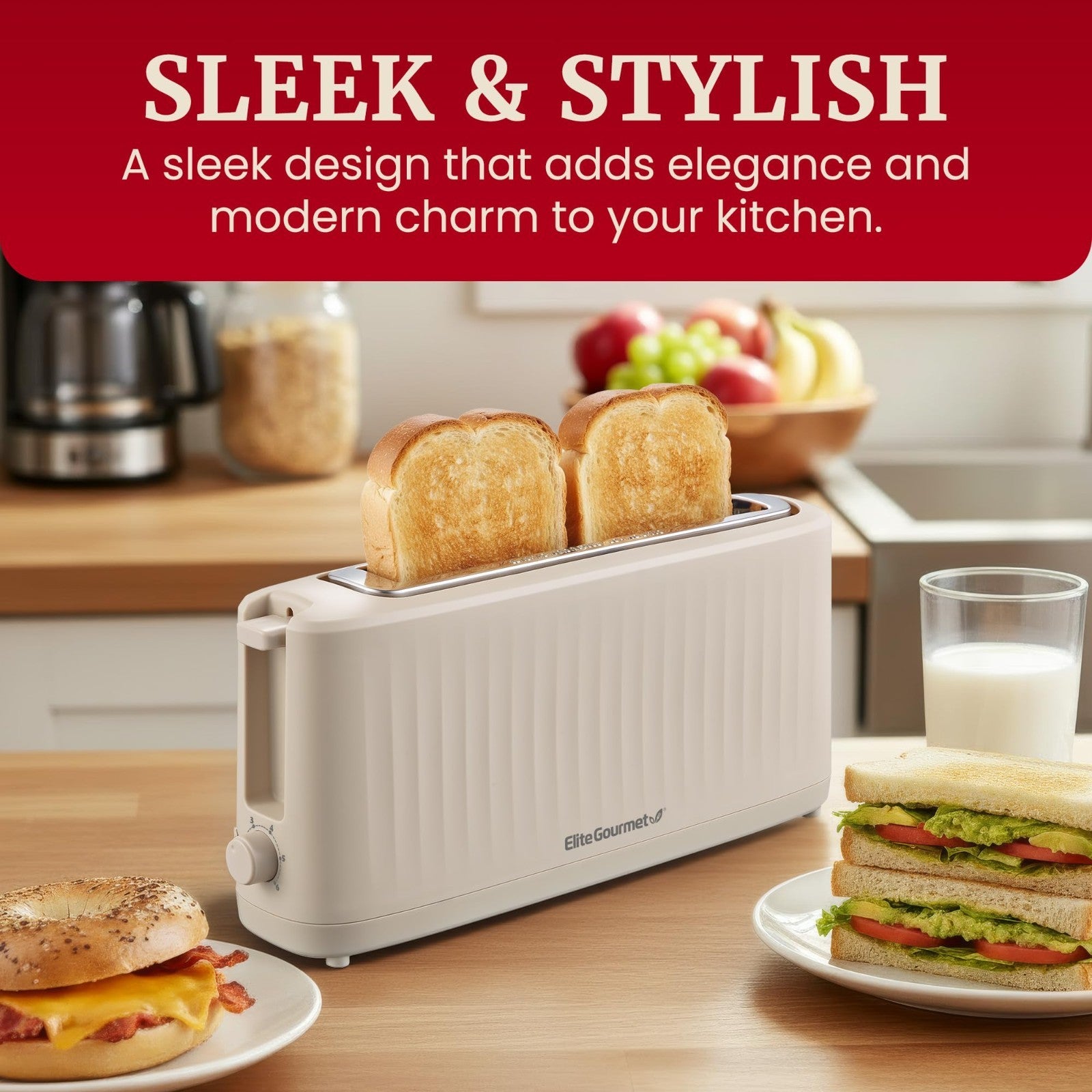 2-Slice Long Slot Toaster with Cool-Touch Body, 6 Browning Levels, Extra-Wide Sl3