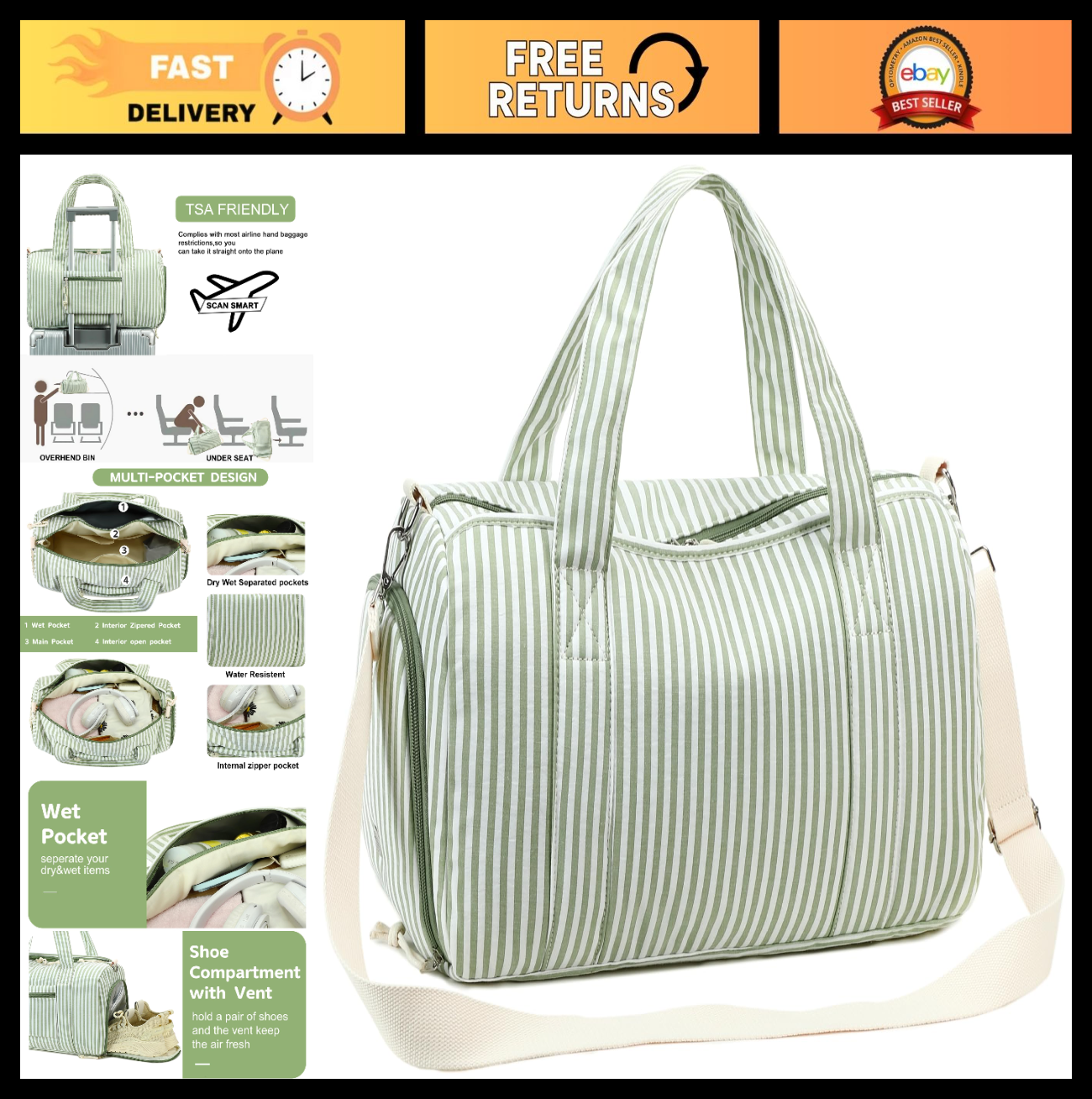 Cute Girls Duffle Bag with Shoes Compartment & Wet Separation - Waterproof Gym &0