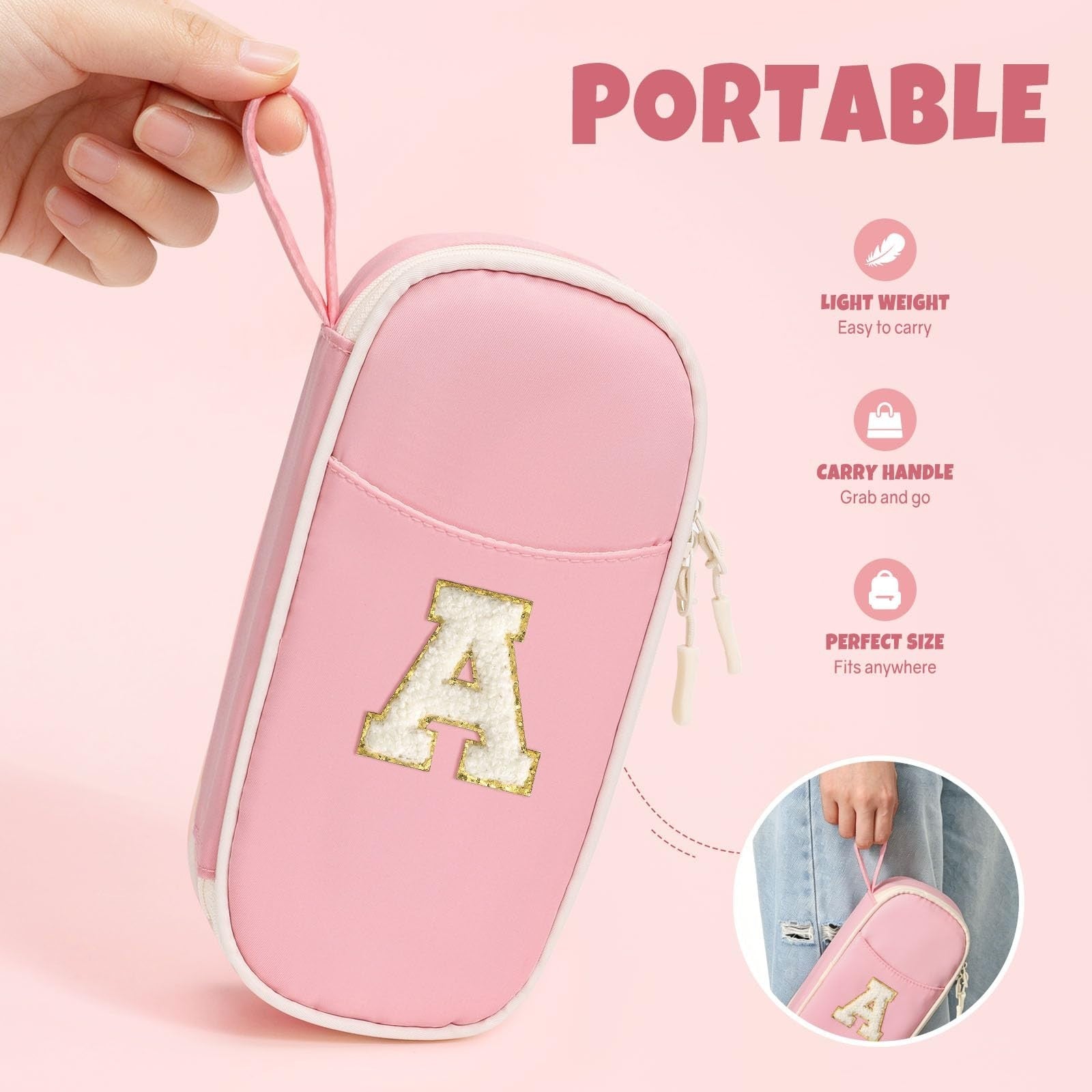 Kawaii Big Capacity Pencil Case, Personalized Zipper Pouch, Cute Stationery Orga4