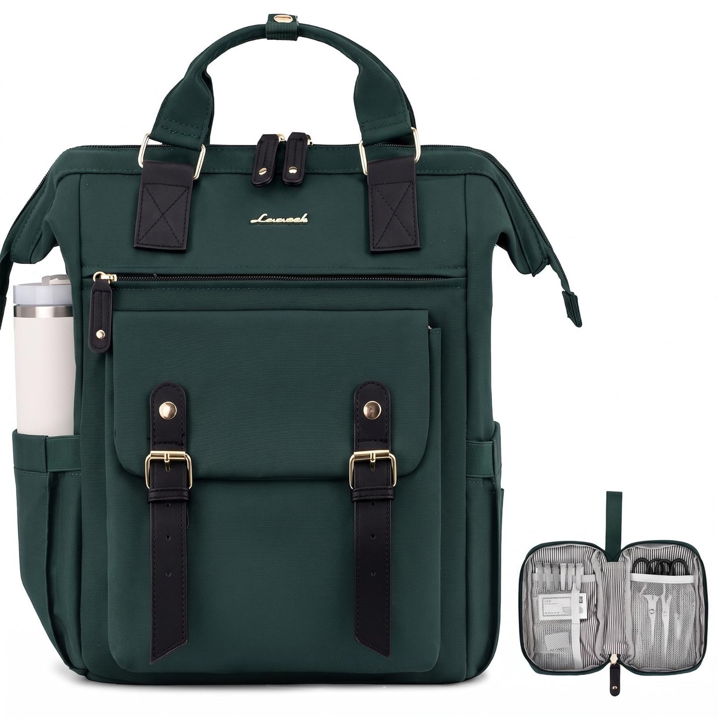 Stylish Water Resistant Laptop Backpack for Women   15.6" Travel Bag, Dark Green0