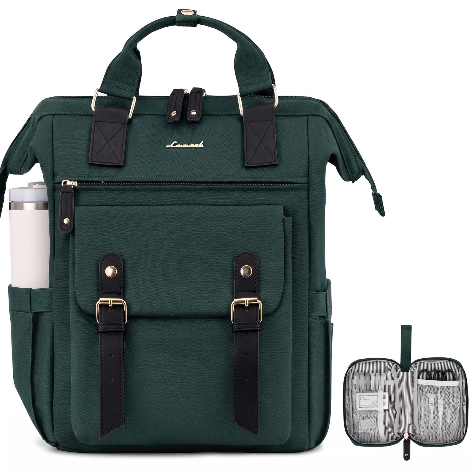 Stylish Water Resistant Laptop Backpack for Women   15.6" Travel Bag, Dark Green0