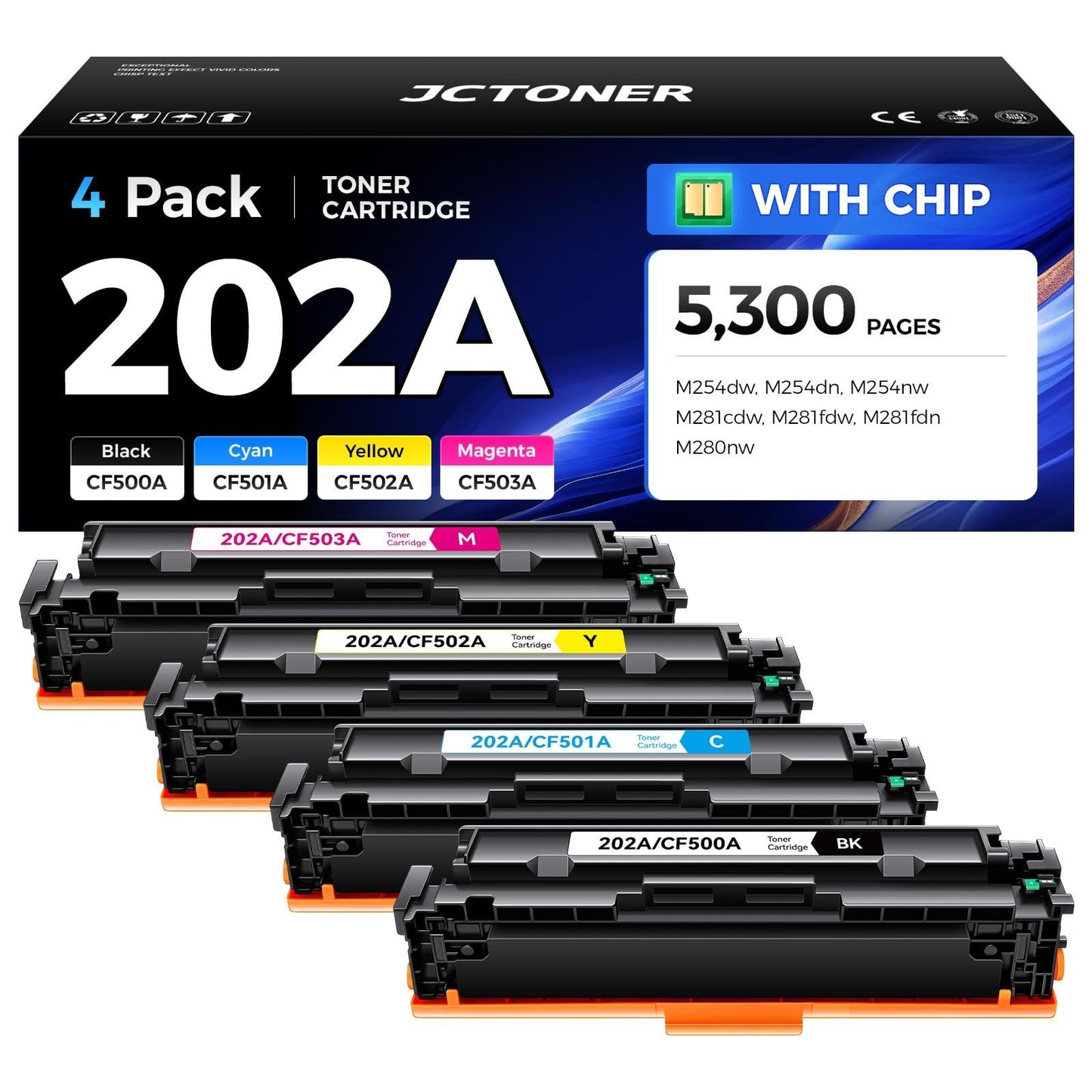 High Yield 202A Toner Cartridge Set 4-Pack Compatible for HP Color LaserJet Pro0