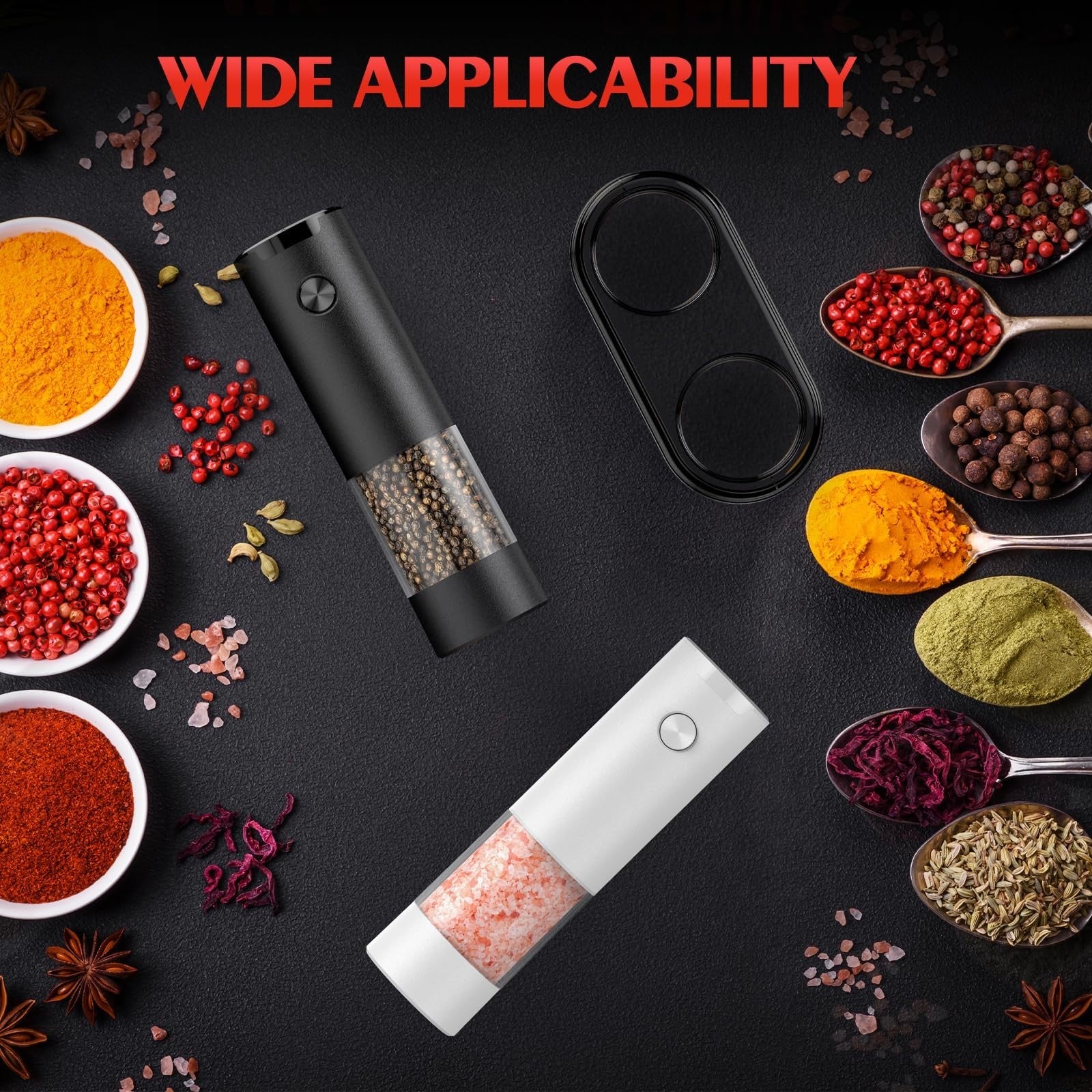 Automatic Electric Salt and Pepper Grinder Set   Adjustable Coarseness, LED, Lar2