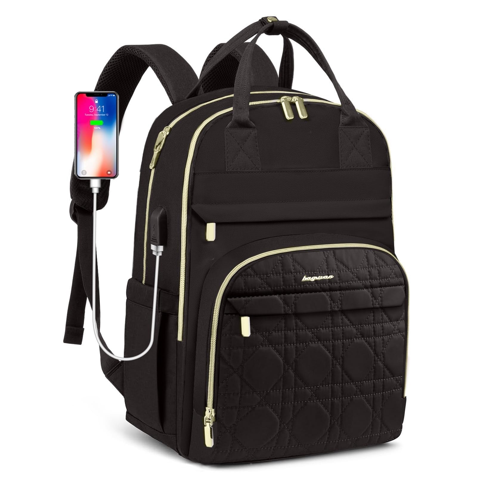 Stylish 15.6" Laptop Backpack for Women & Teens   Waterproof, USB Charger, Casua8
