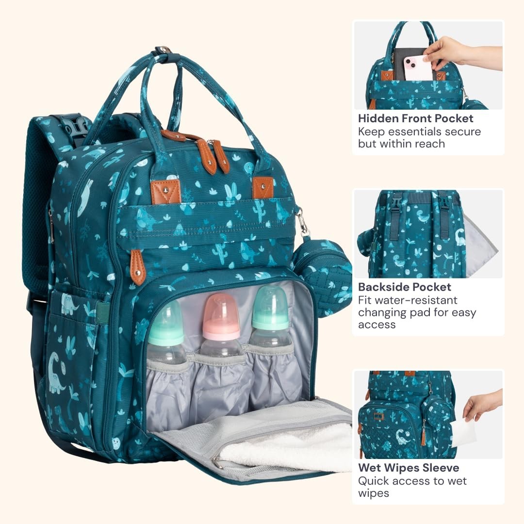Multi Function Water Resistant Diaper Bag Backpack   Baby Travel Tote, Changing4